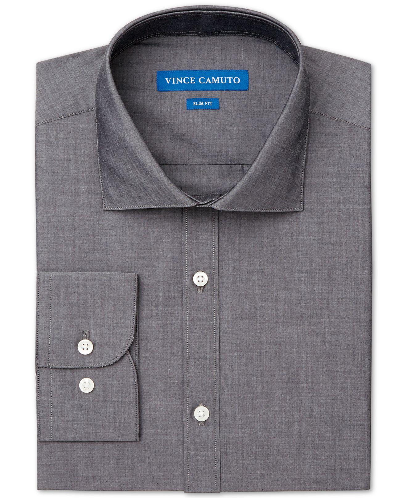Vince camuto Slim-fit Chambray Solid Dress Shirt in Gray for Men (Slate1) | Lyst