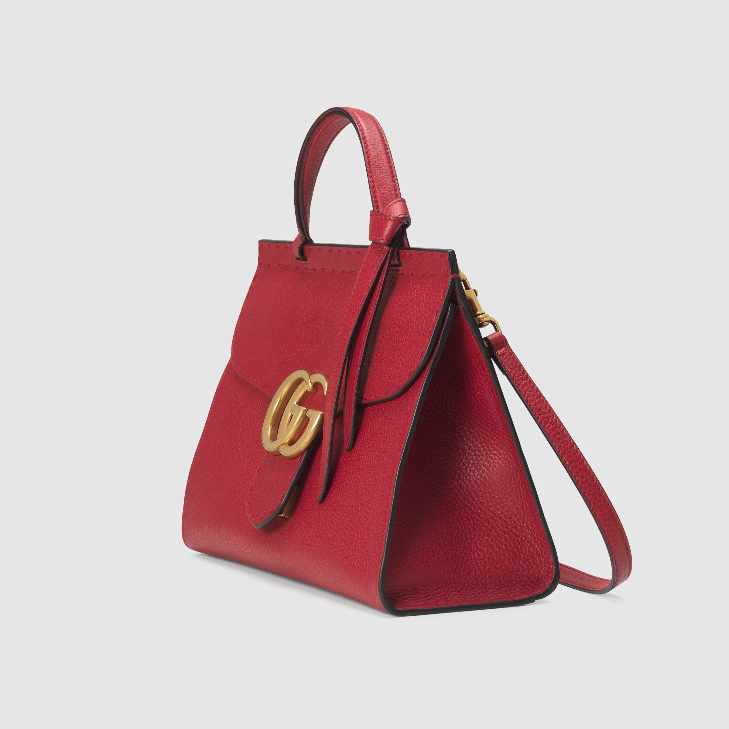 Gucci GG Marmont Leather Top-Handle Bag in Red (red leather) | Lyst