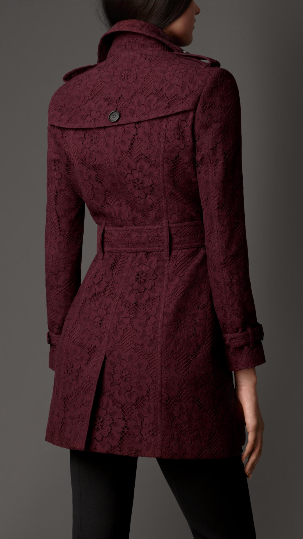 Lyst - Burberry English Floral Lace Trench Coat in Purple