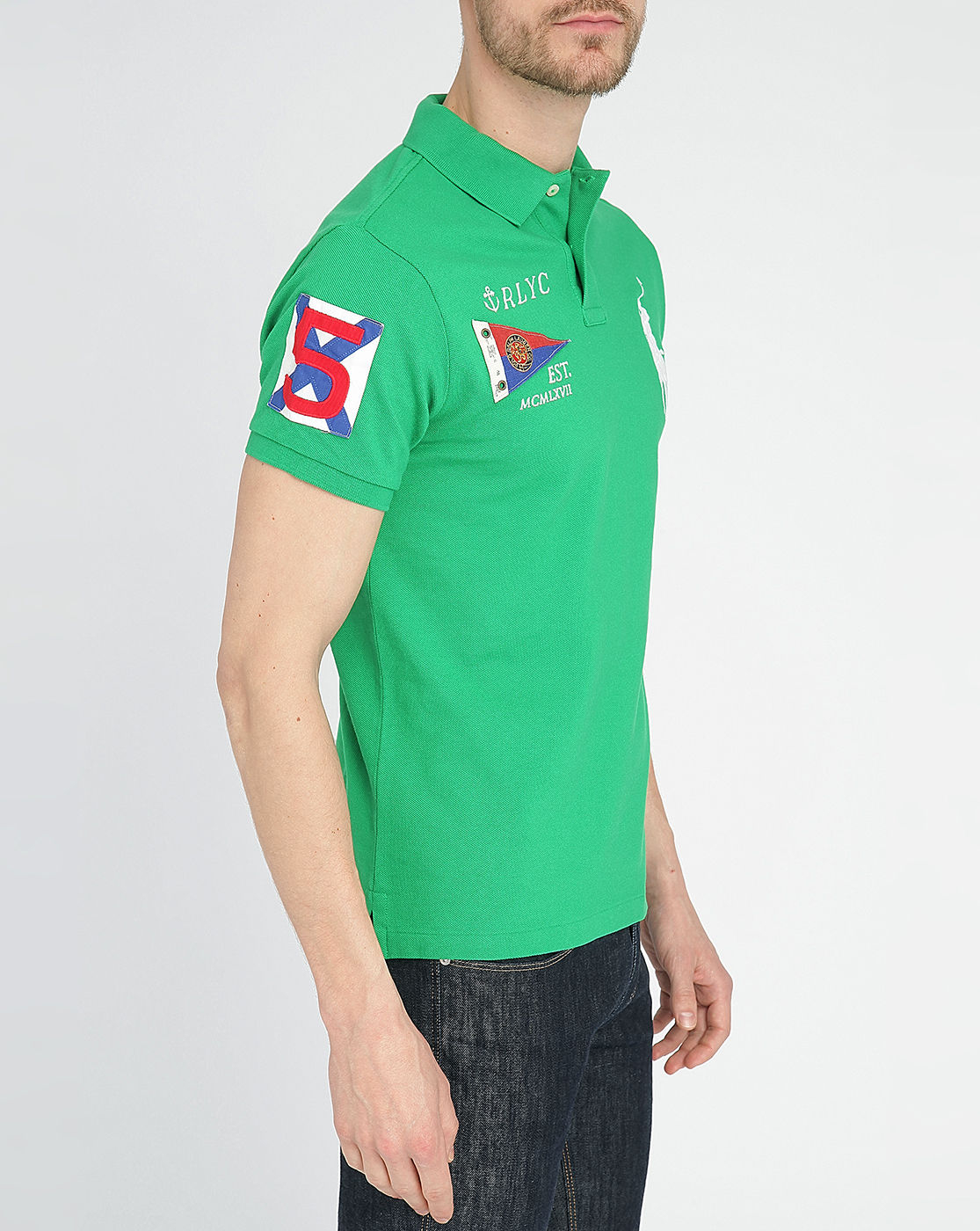 Polo ralph lauren Green Big Pony Flag Slim-Fit Polo Shirt in Green for ...