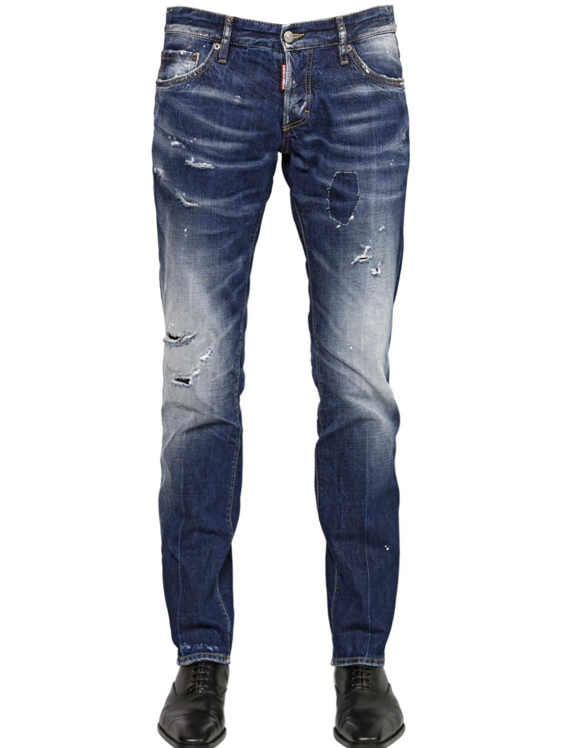 Lyst - Dsquared² 18Cm White Lines Wash Denim Jeans in Blue for Men