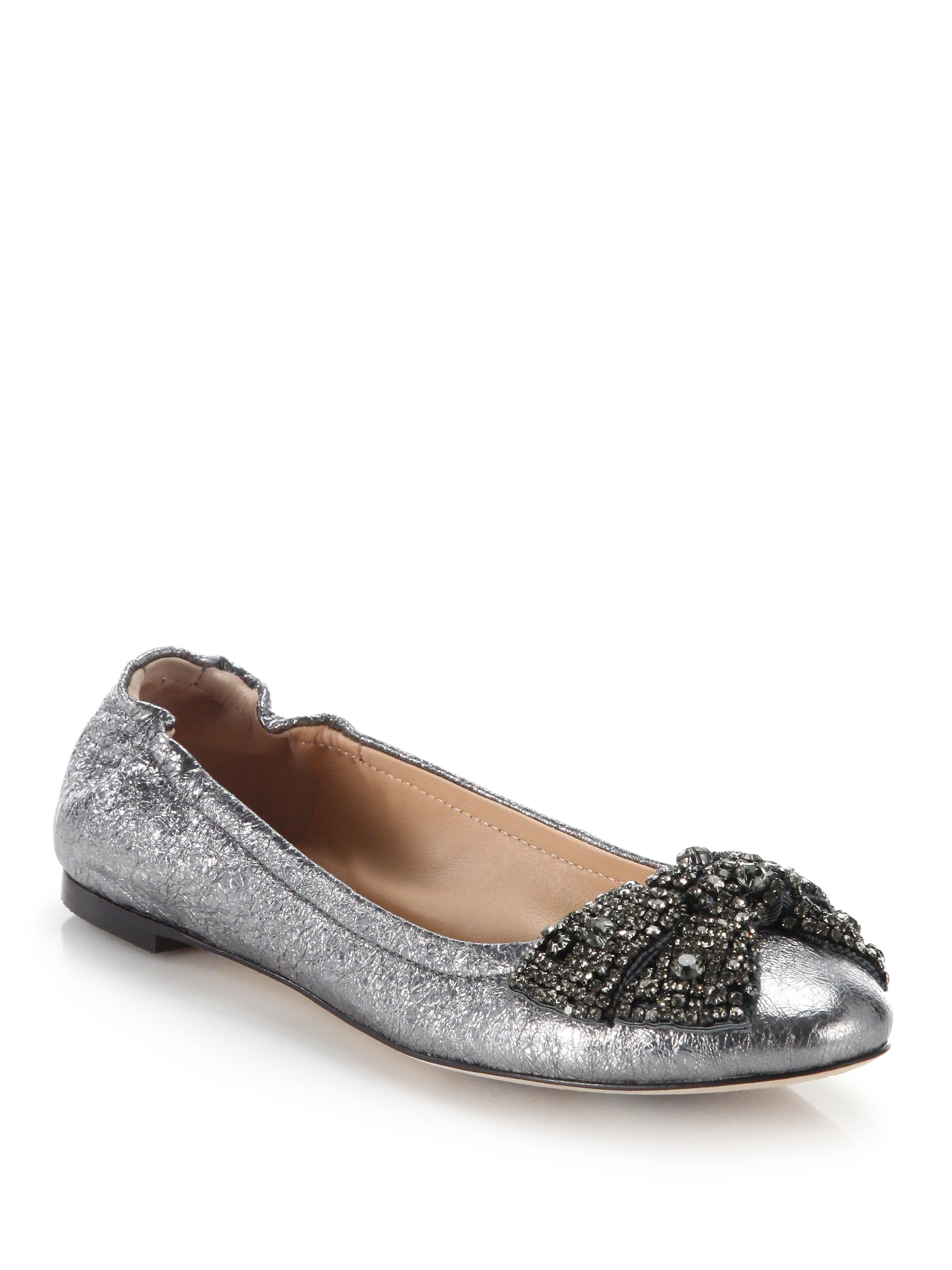 brown leather tory burch flats