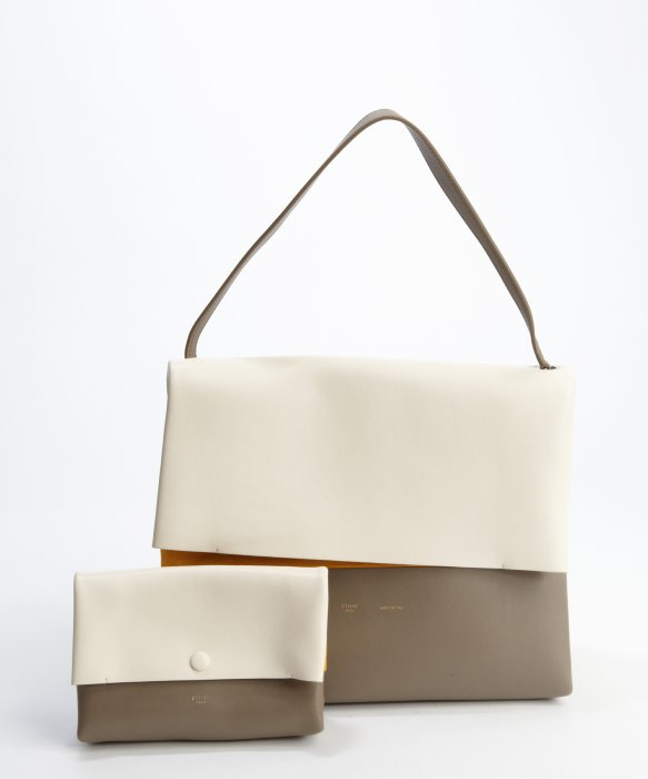 Cline Cream Taupe and Turmeric Leather All Soft Shoulder Bag in ...