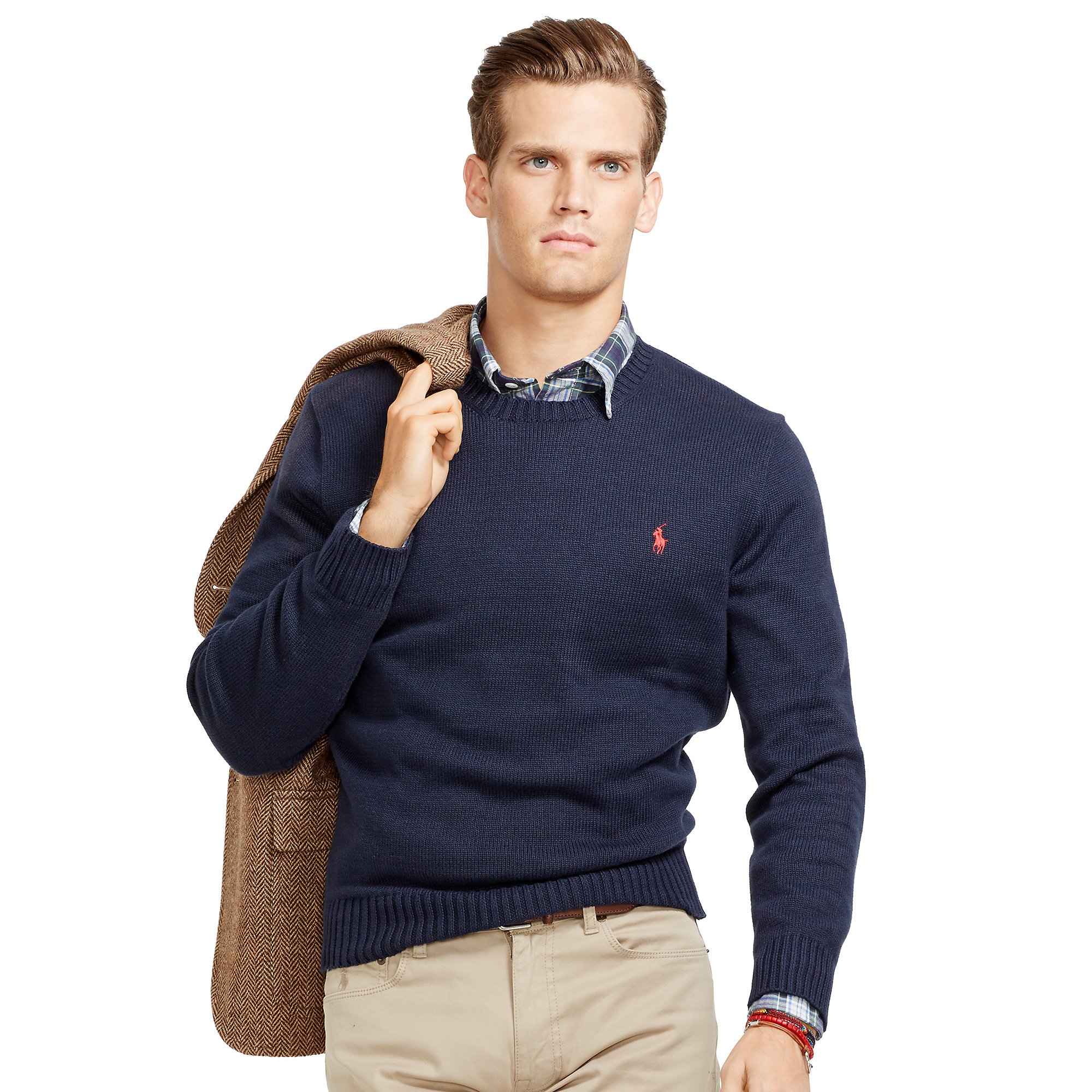 Polo ralph lauren Cotton Crewneck Sweater in Blue for Men | Lyst