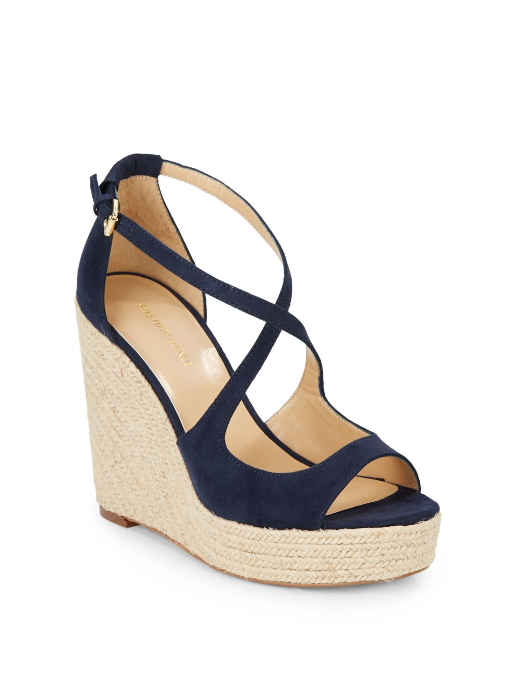 Saks fifth avenue Melody Espadrille Wedge Sandals in Blue | Lyst