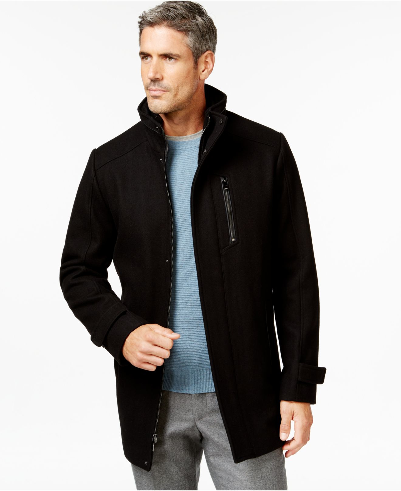 Lyst - Calvin Klein Melton Wool-blend Coat in Black for Men