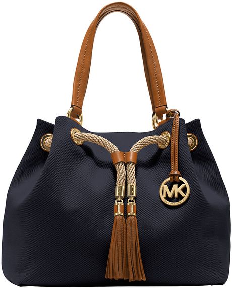 Michael Michael Kors Marina Canvas Large Gathered Tote Bag in Blue ...