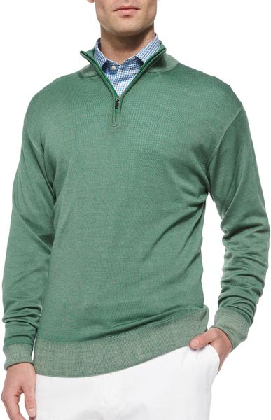 Peter Millar Merino Quarter-Zip Pullover in Green for Men ...