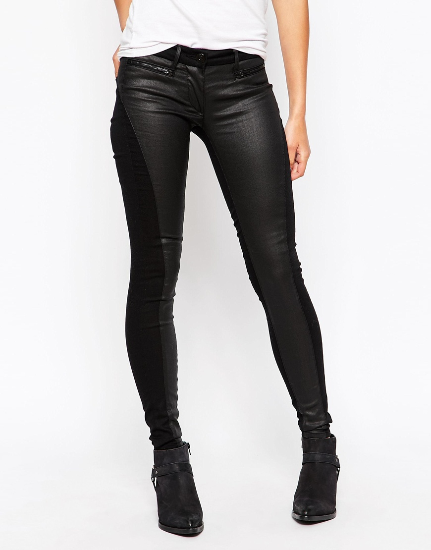 Lyst - 3X1 Low Rise Coated Skinny Jeans in Black