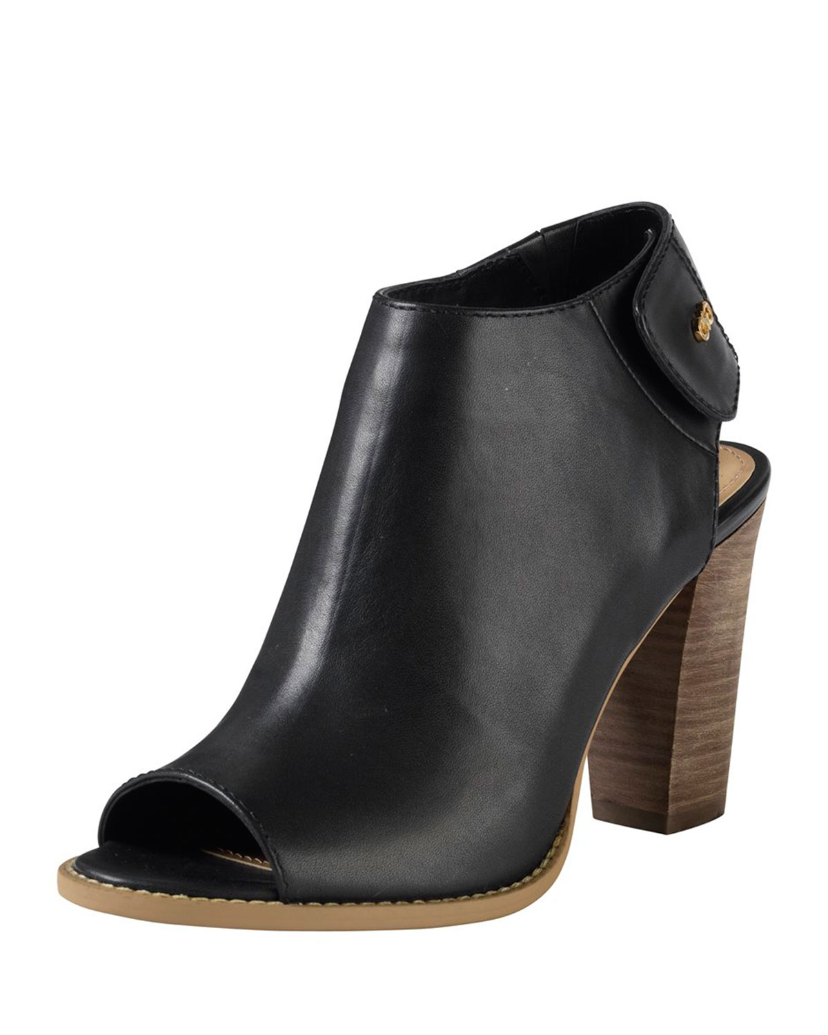 Lyst - Cole Haan Wrey Peep-Toe Leather Bootie in Black