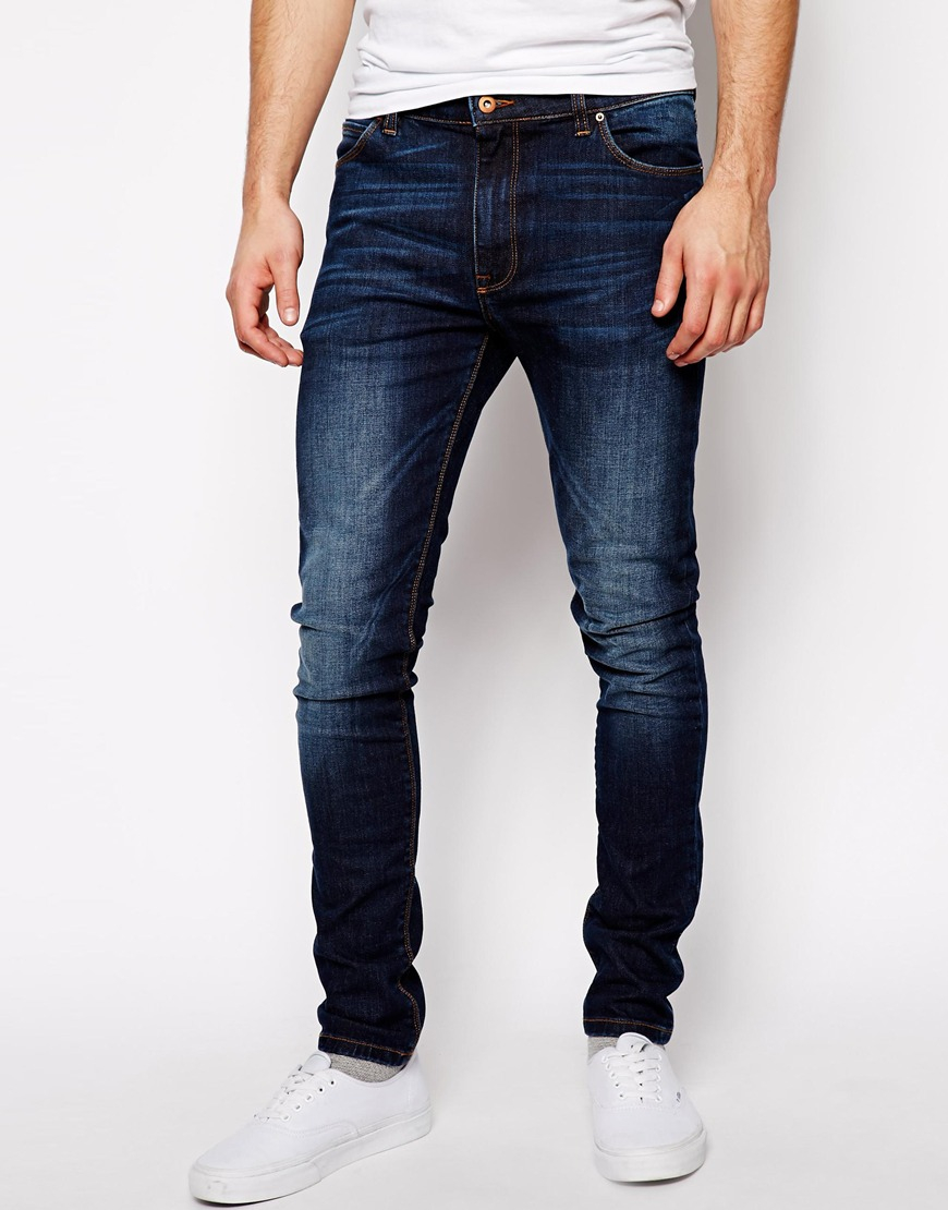 Asos Super Skinny Jeans In Dark Wash in Blue for Men | Lyst