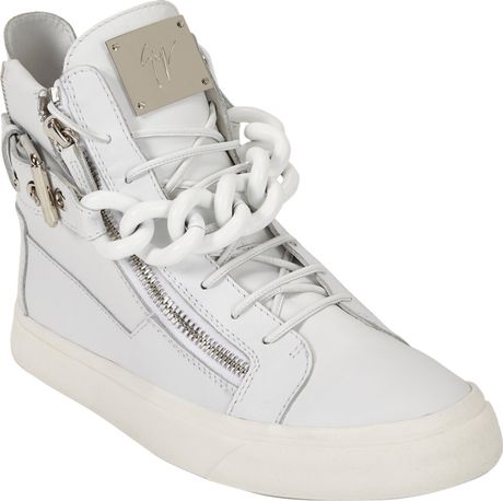 Giuseppe Zanotti Oversize Chain-Detailed High-Top Sneakers in White for ...