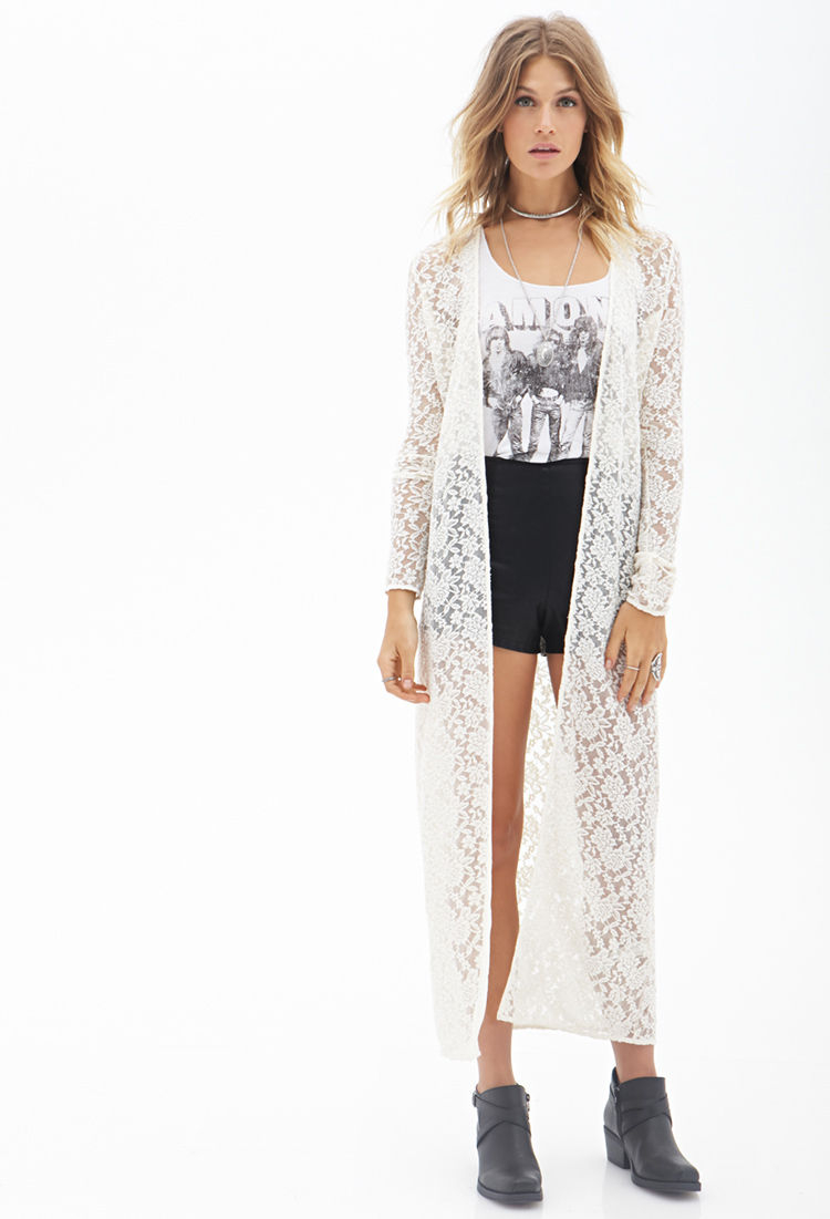 Forever 21 Floral Lace Maxi Cardigan You've Been Added To The ...