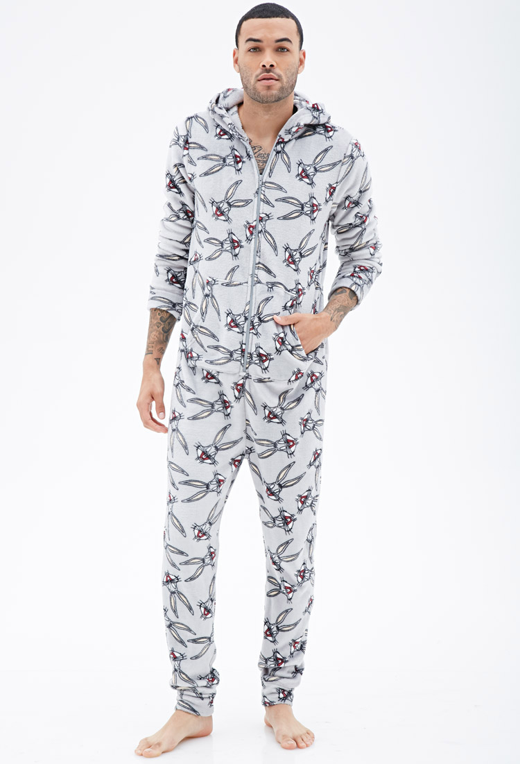 Lyst - Forever 21 Plush Bugs Bunny Jumpsuit in Gray for Men