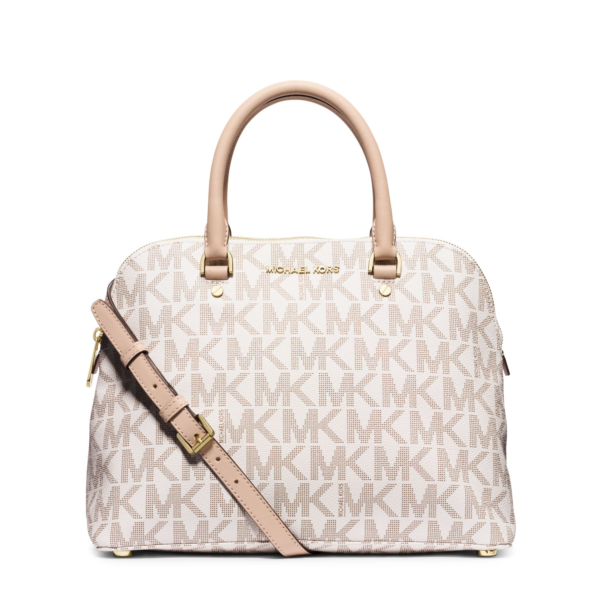 Lyst Michael Kors Cindy Large Logo Satchel In White Gallery Women S Michael Kors Cindy