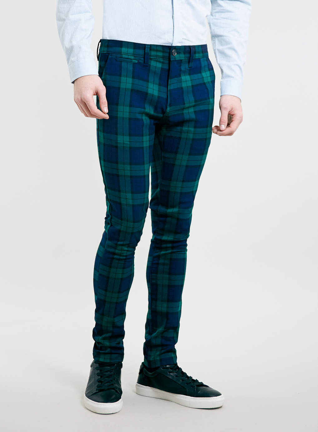 Topman Green Tartan Skinny Chino Pants in Green for Men | Lyst