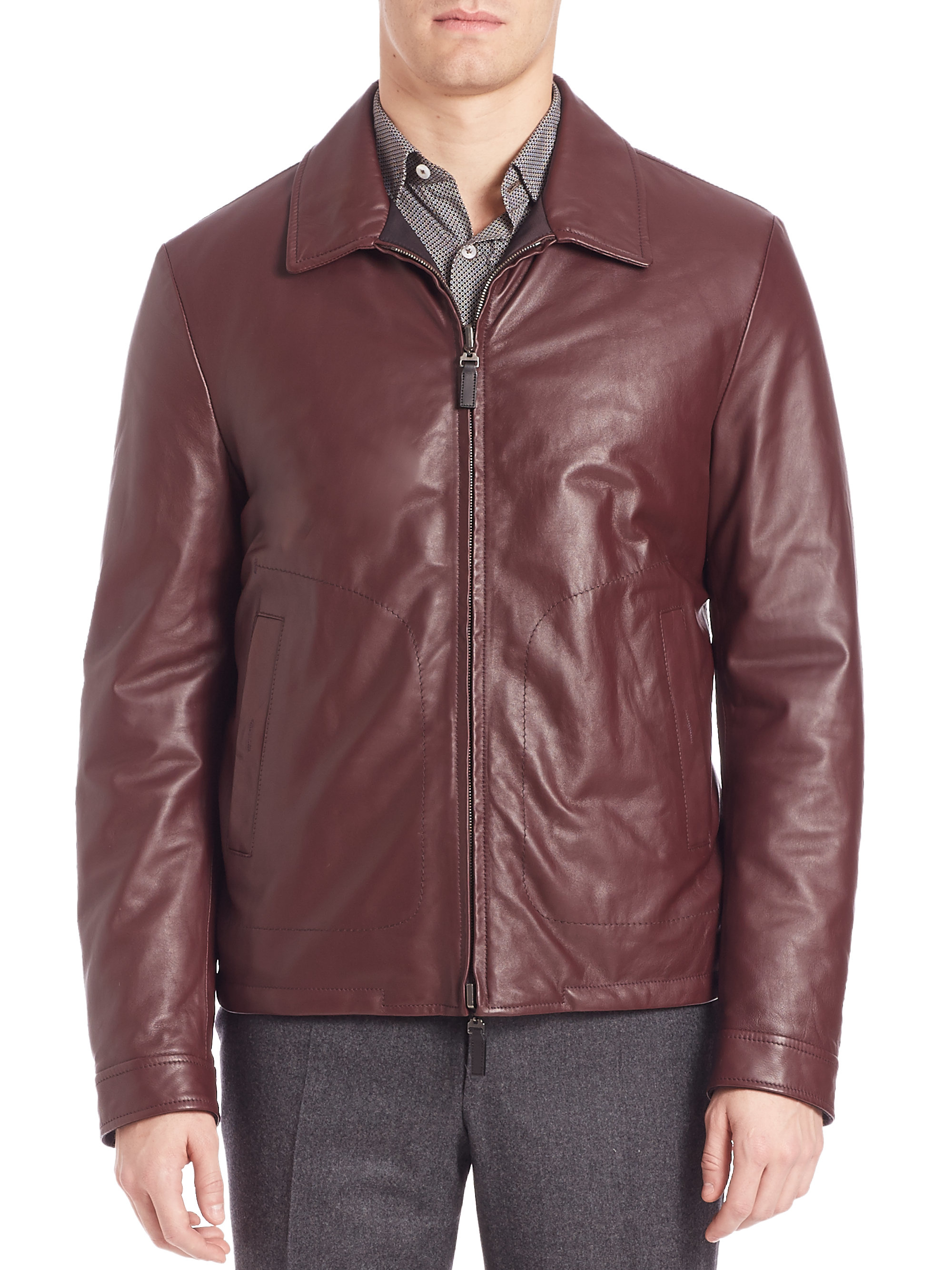 Canali Reversible Leather Jacket In Brown For Men Lyst Gallery