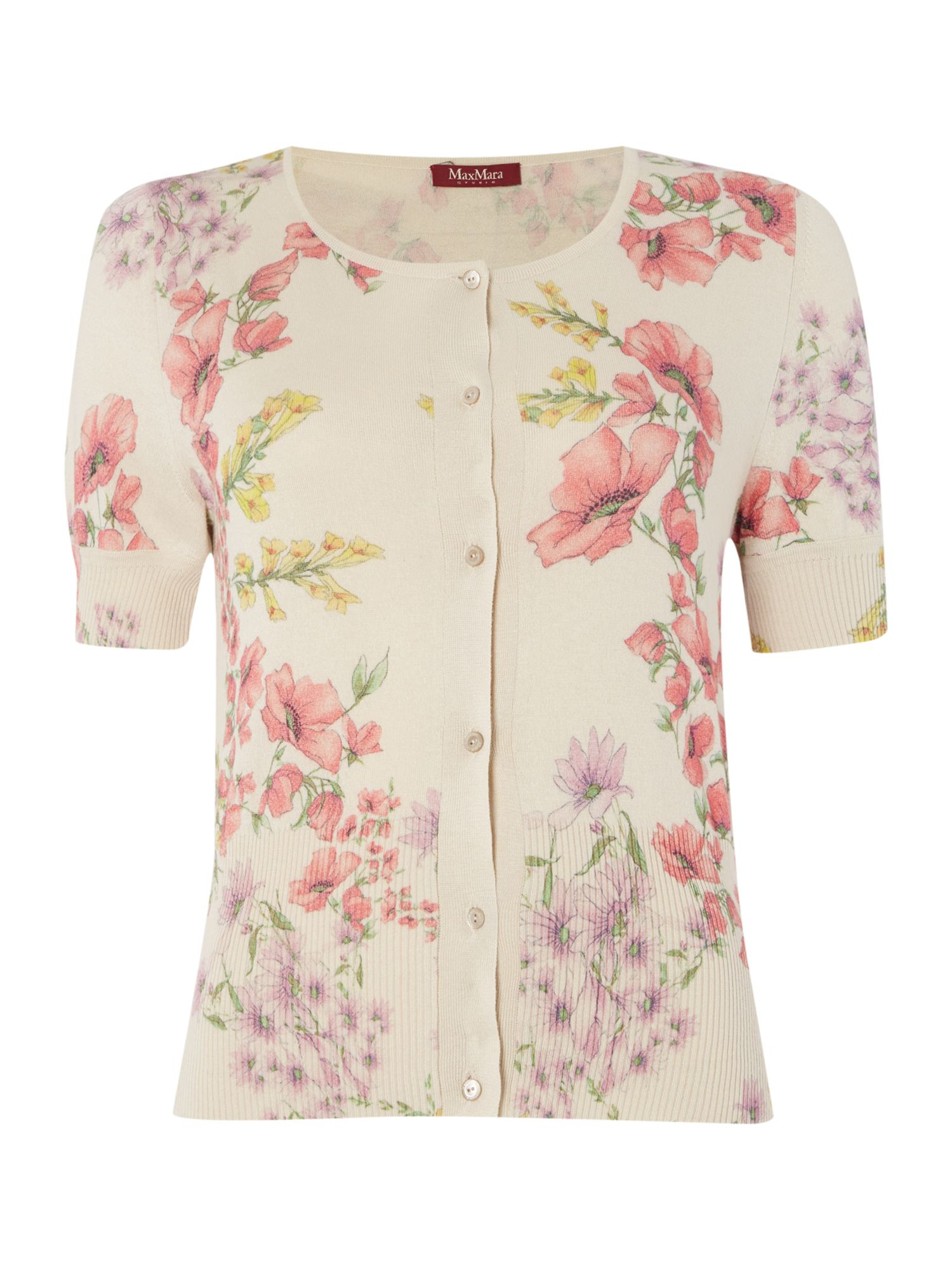 max mara novak floral print silk cardigan in pink lyst max mara novak floral print silk cardigan in pink lyst