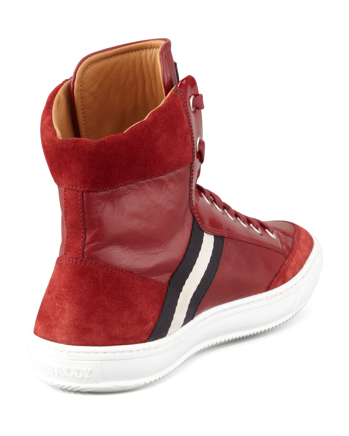 Lyst - Bally Oldani Mixedleather Hightop Sneaker in Red for Men