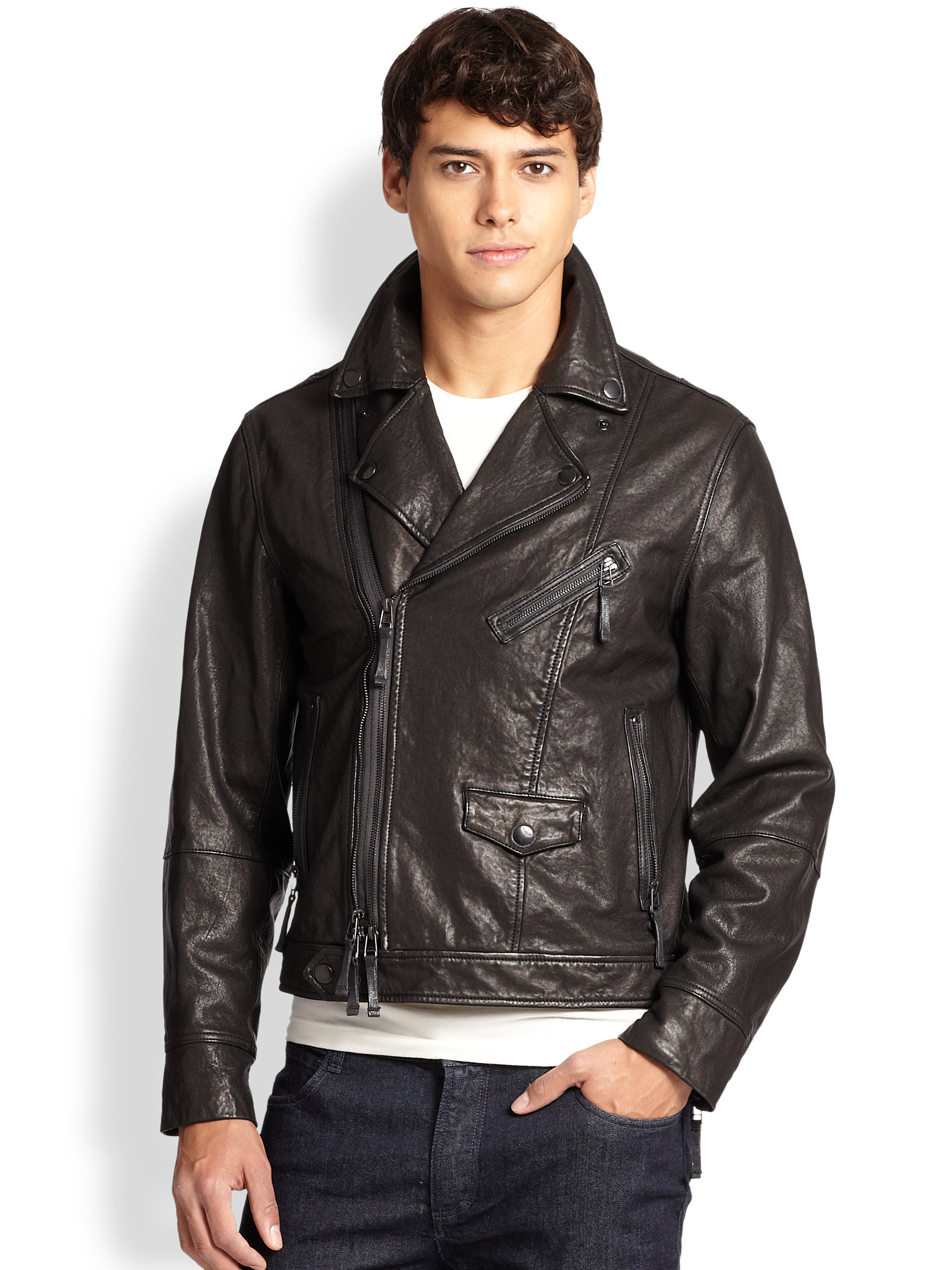 Madison Supply Leather Moto Jacket In Black For Men Lyst Gallery