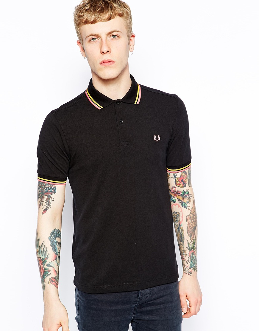 Lyst - Fred Perry Fred Perry Mens Twin Tipped Polo Shirt in Black for Men