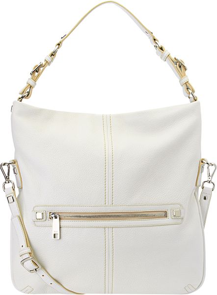 Nine West Nolita Pebbled Leather Hobo Bag in White (WHITE LEATHER) | Lyst