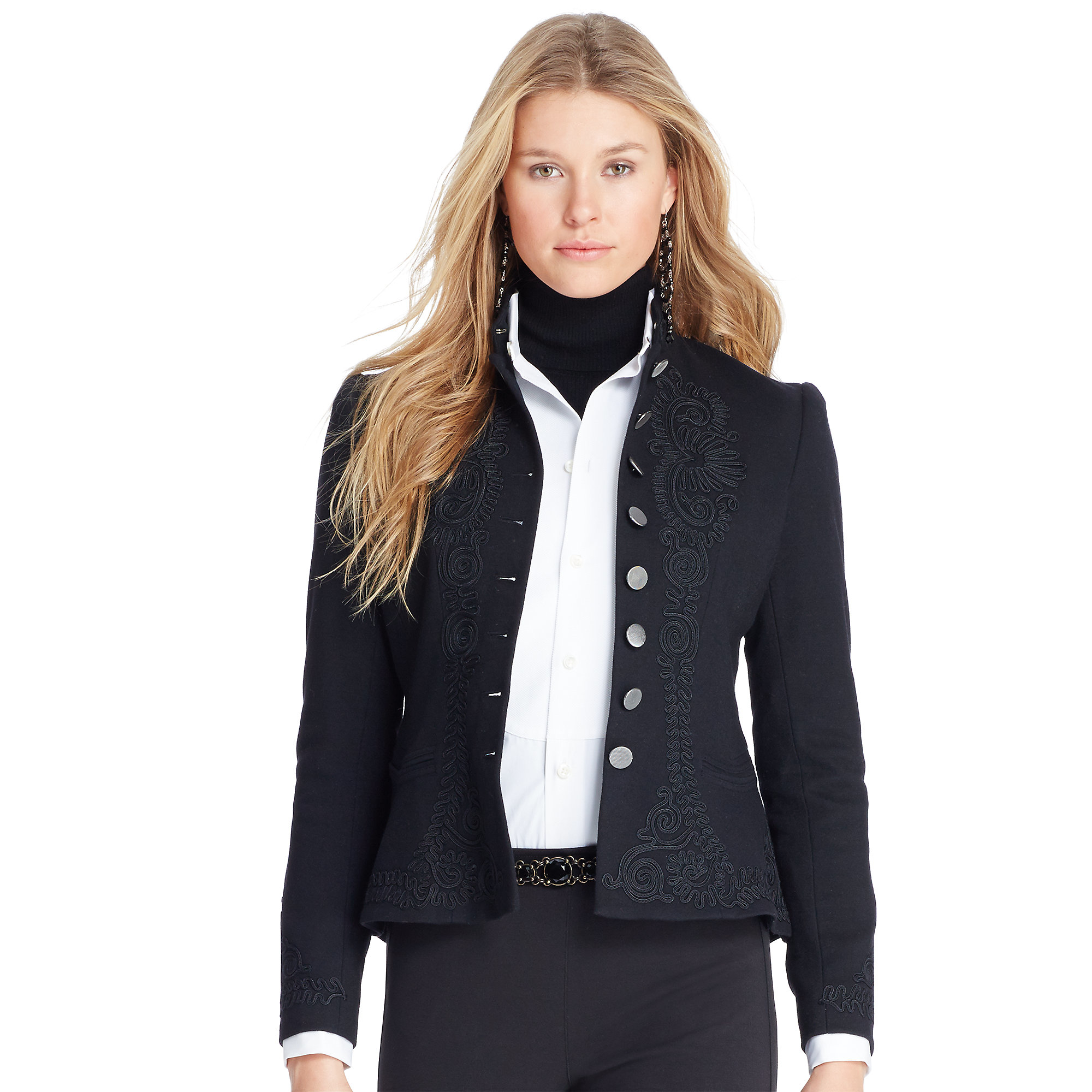 ralph lauren black wool coat