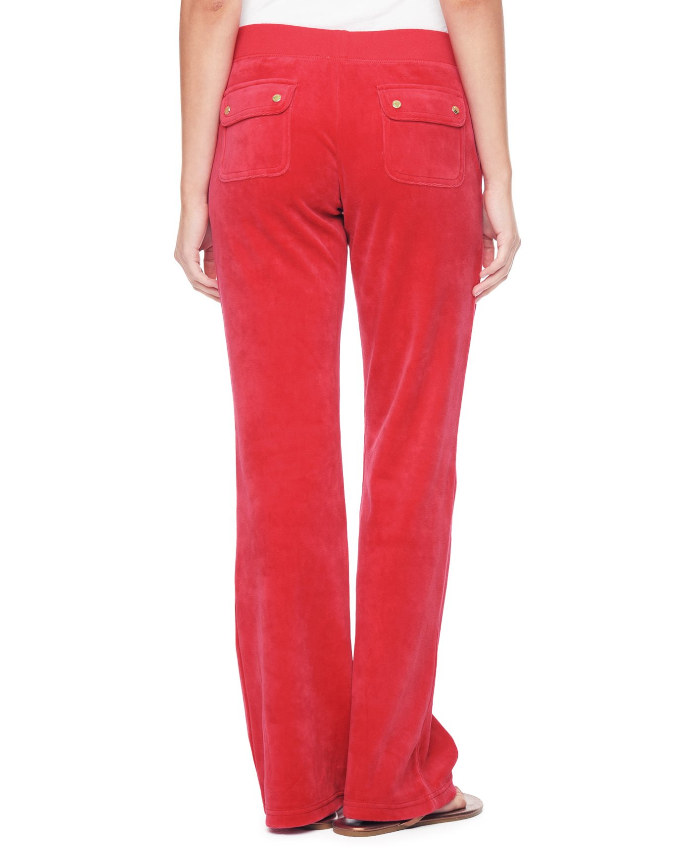 Juicy couture Bling Bootcut Velour Pant in Red | Lyst