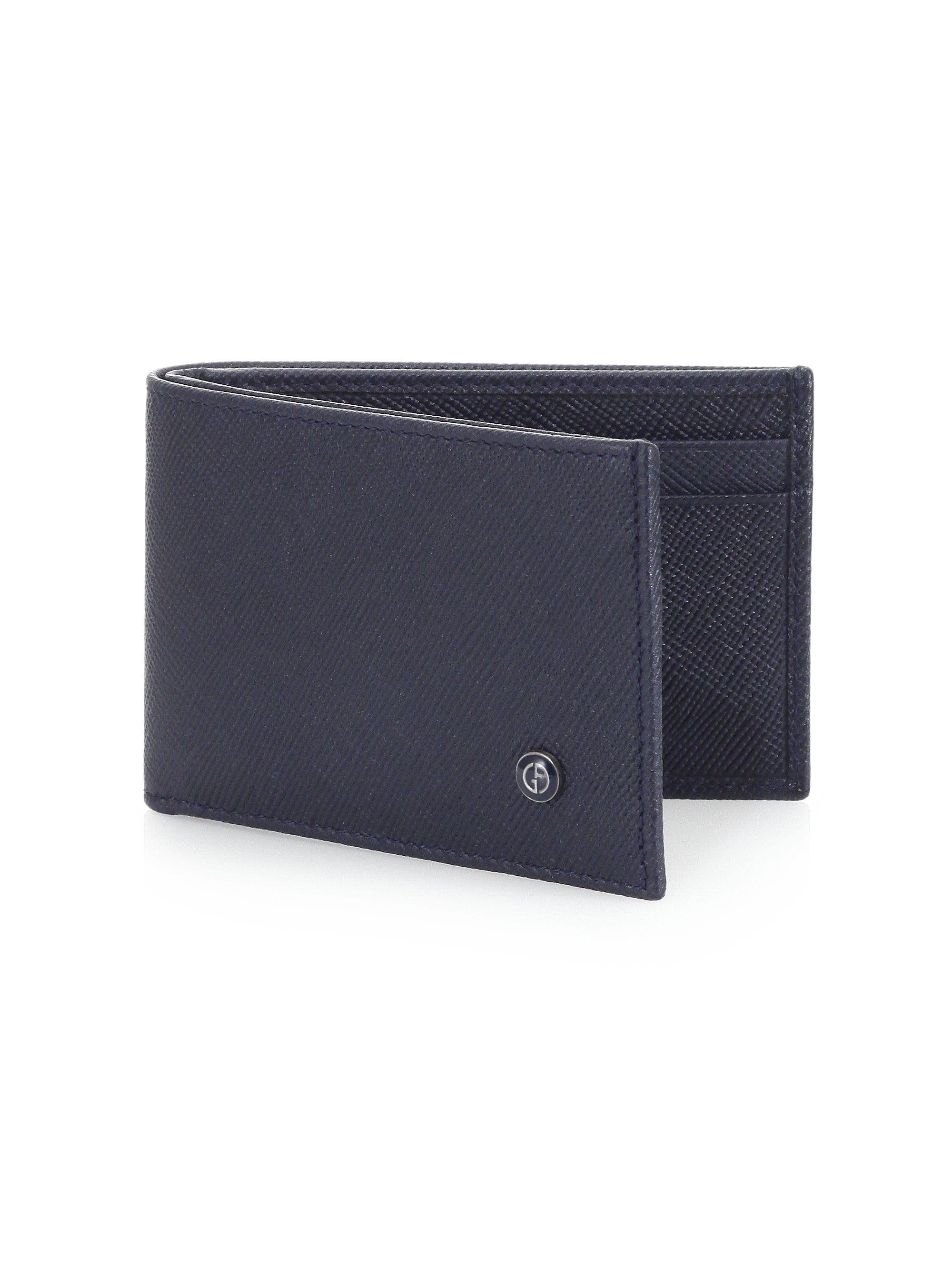 Giorgio armani Saffiano Leather Wallet in Blue for Men | Lyst