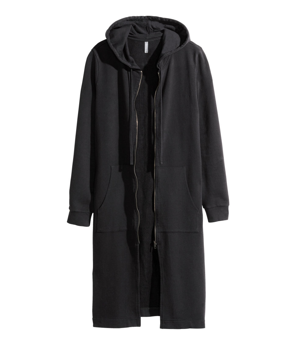 long black hooded jacket