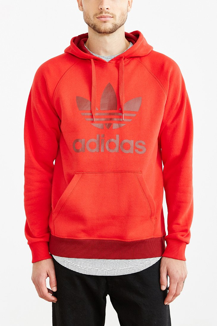 Adidas Originals Trefoil Hooded Sweatshirt in Red for Men | Lyst