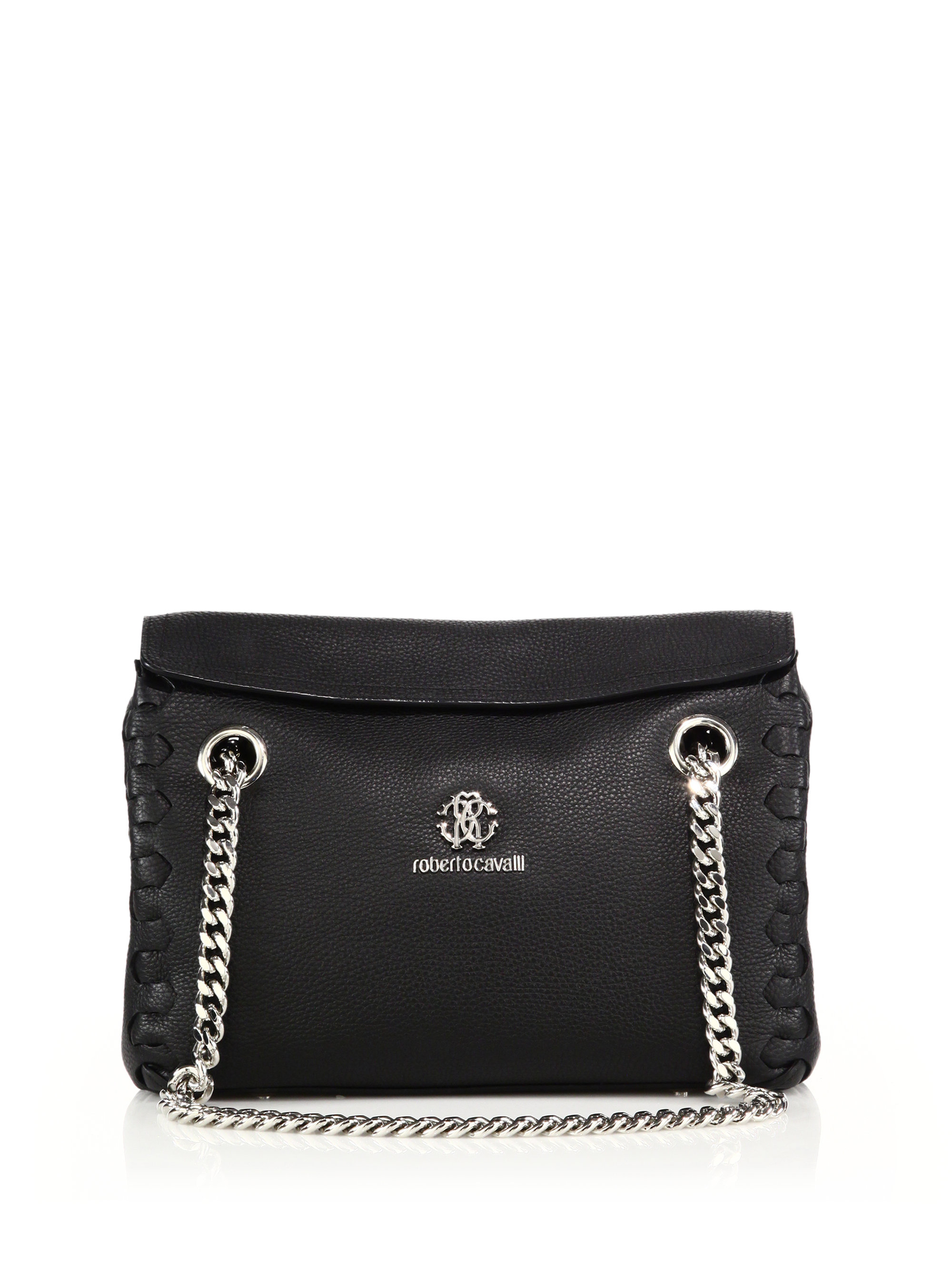 Lyst Roberto Cavalli Chain Handle Leather Shoulder Bag In Black Gallery