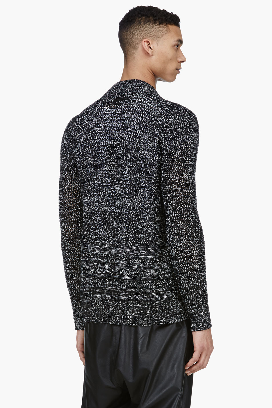 Lyst - Diesel Black Gold Black and White Open Knit Cardigan in Black ...