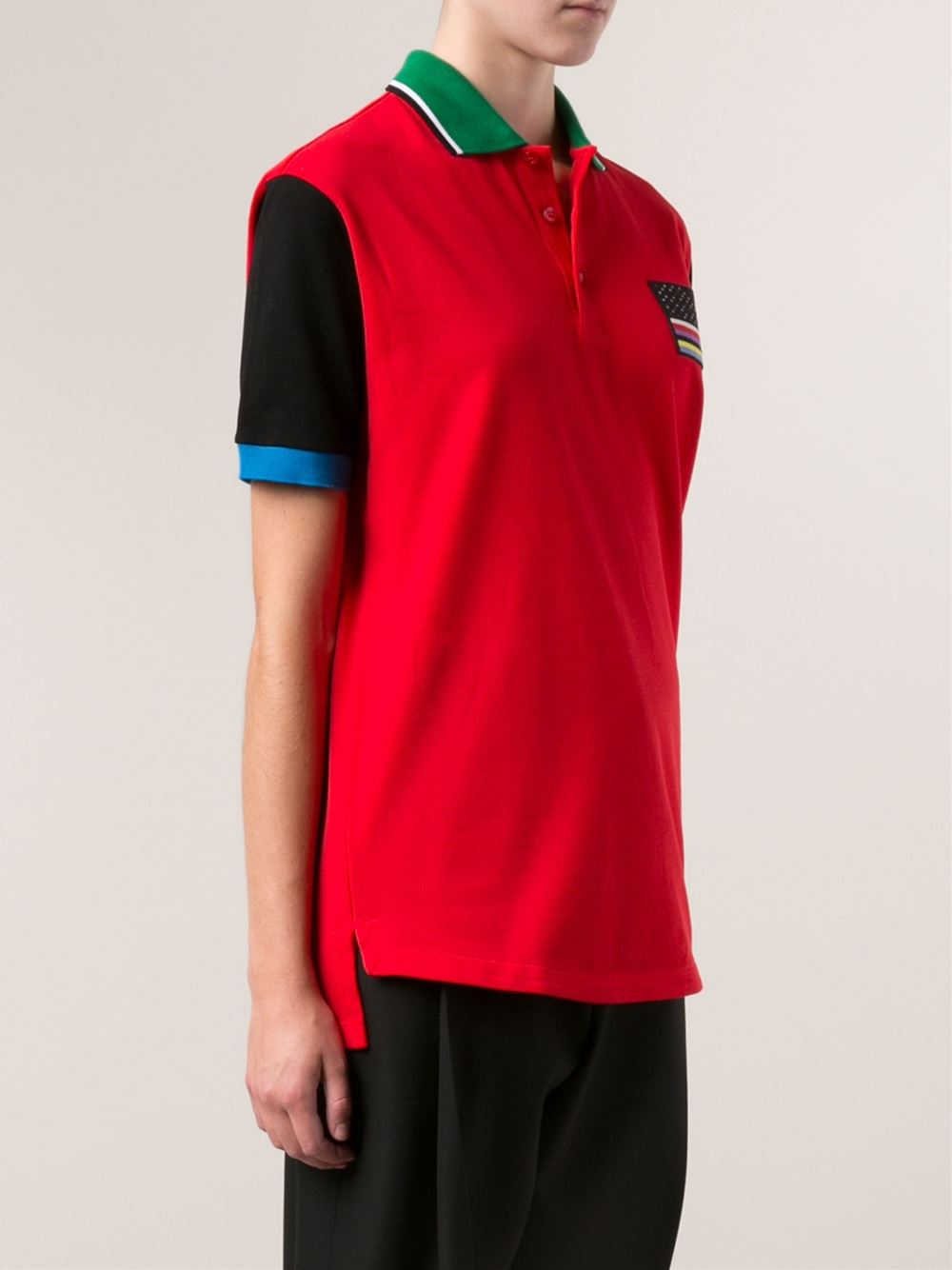 Givenchy Embroidered American Flag Polo Shirt in Red | Lyst
