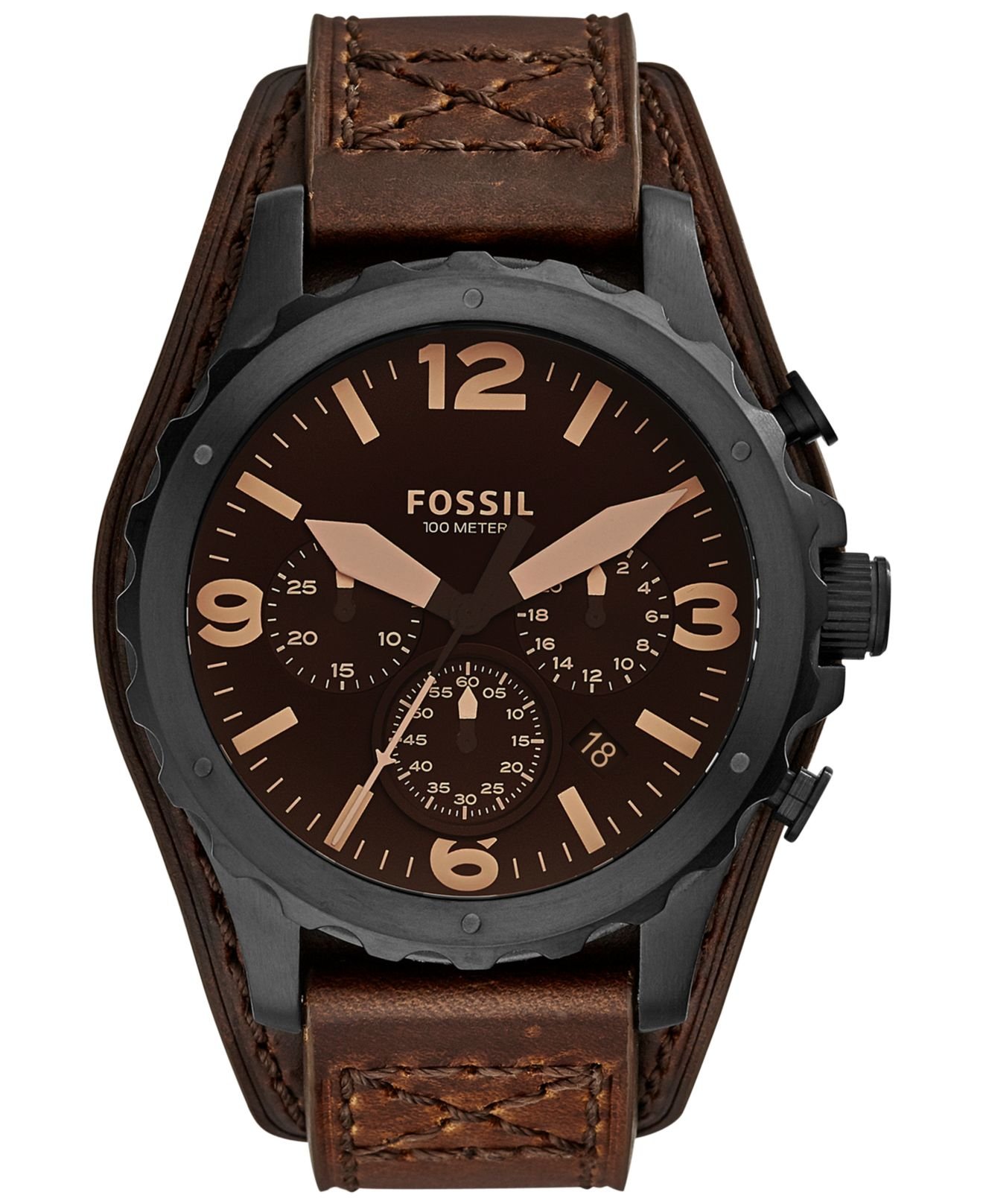 Lyst - Fossil Men's Chronograph Nate Dark Brown Leather Strap Watch
