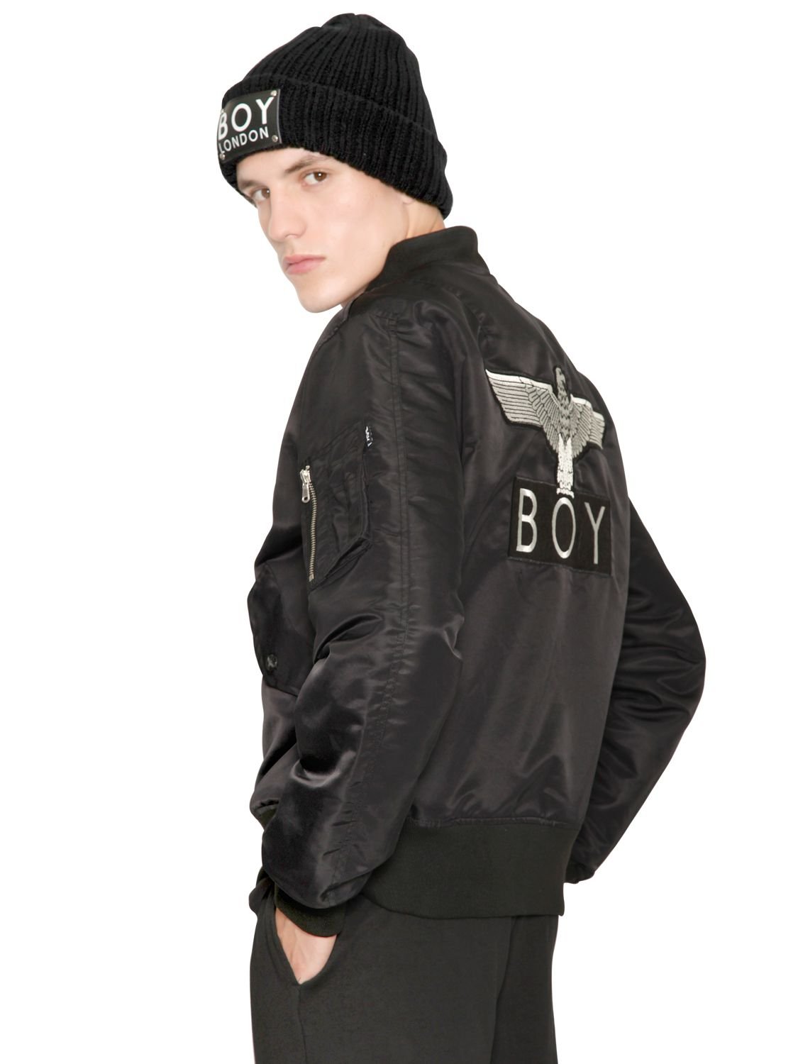 Lyst Boy London Reversible Eagle Nylon Bomber Jacket in Black for Men