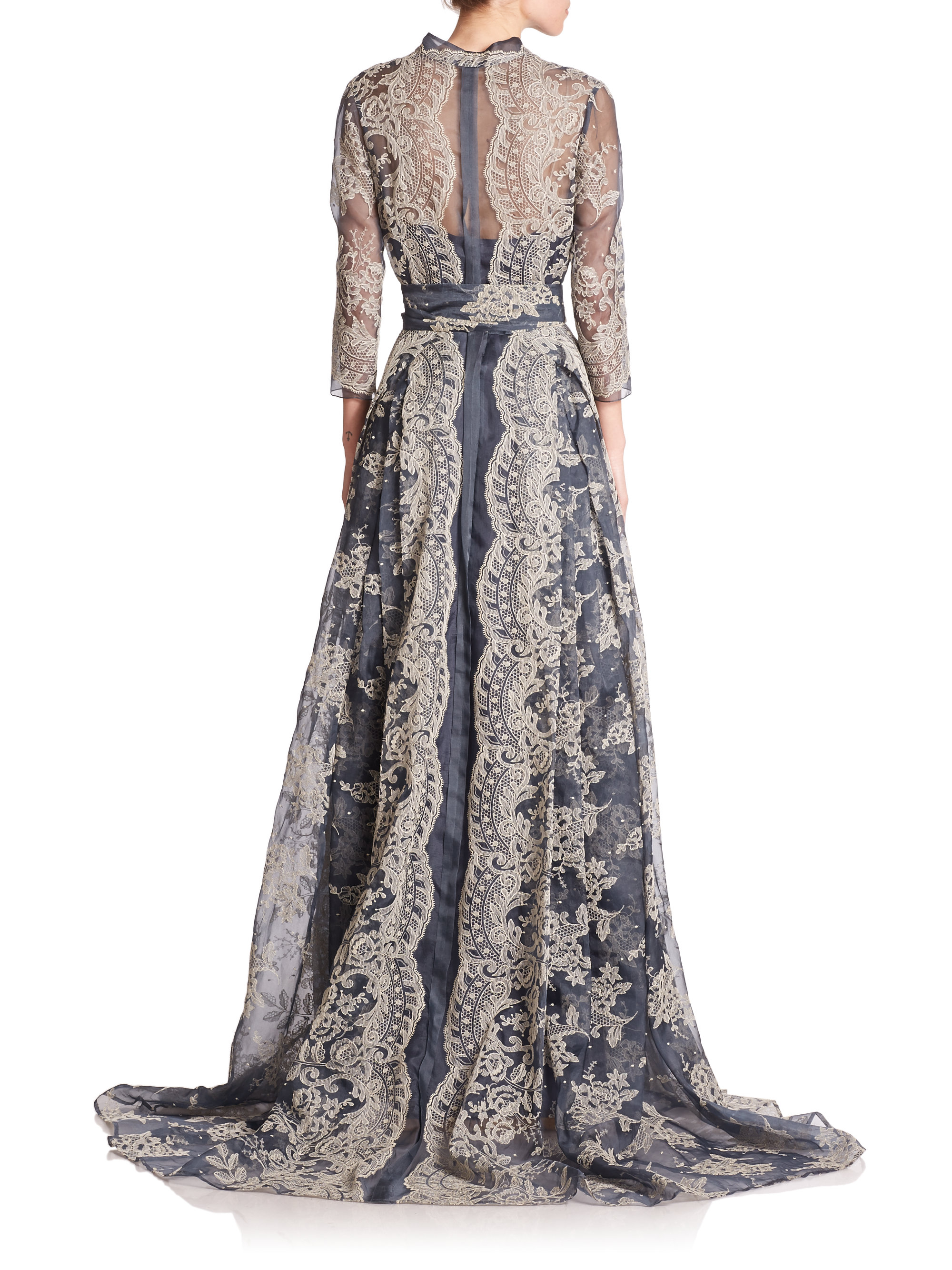 Lyst - Carolina Herrera Lace-embellished Organza Gown