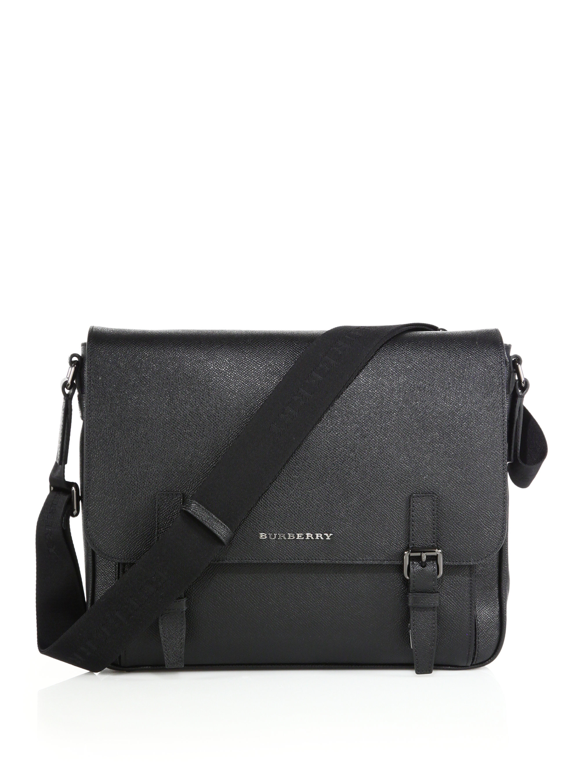 Burberry Ellison Leather Messenger Bag in Black for Men - Save 85% | Lyst