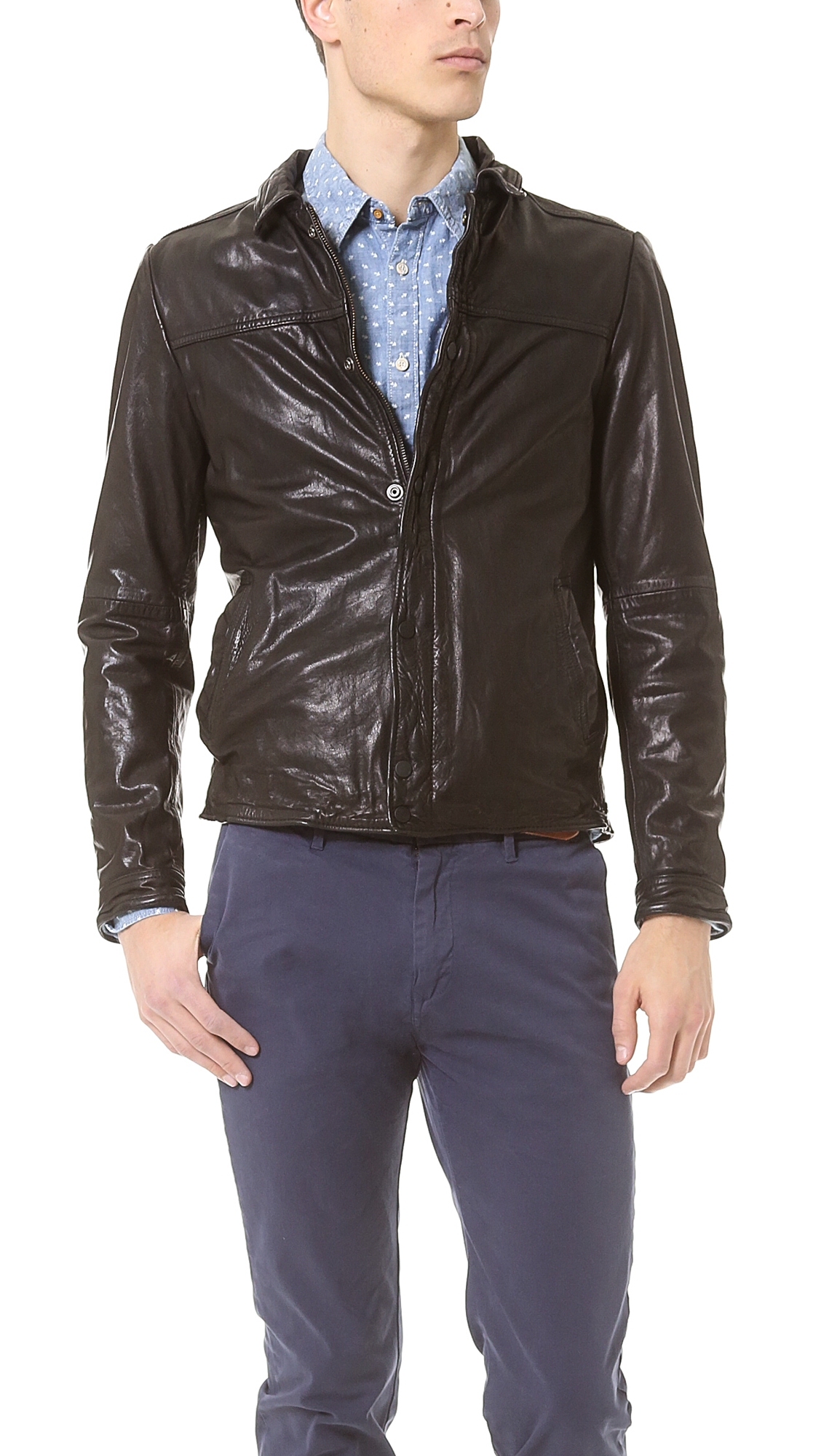 Lyst - Scotch & Soda Vintage Style Leather Jacket in Black for Men