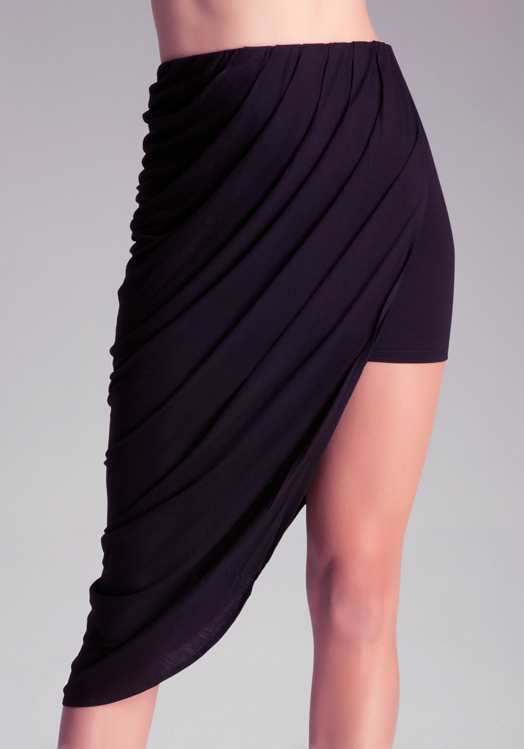 Bebe Draped Mini Skirt in Black | Lyst