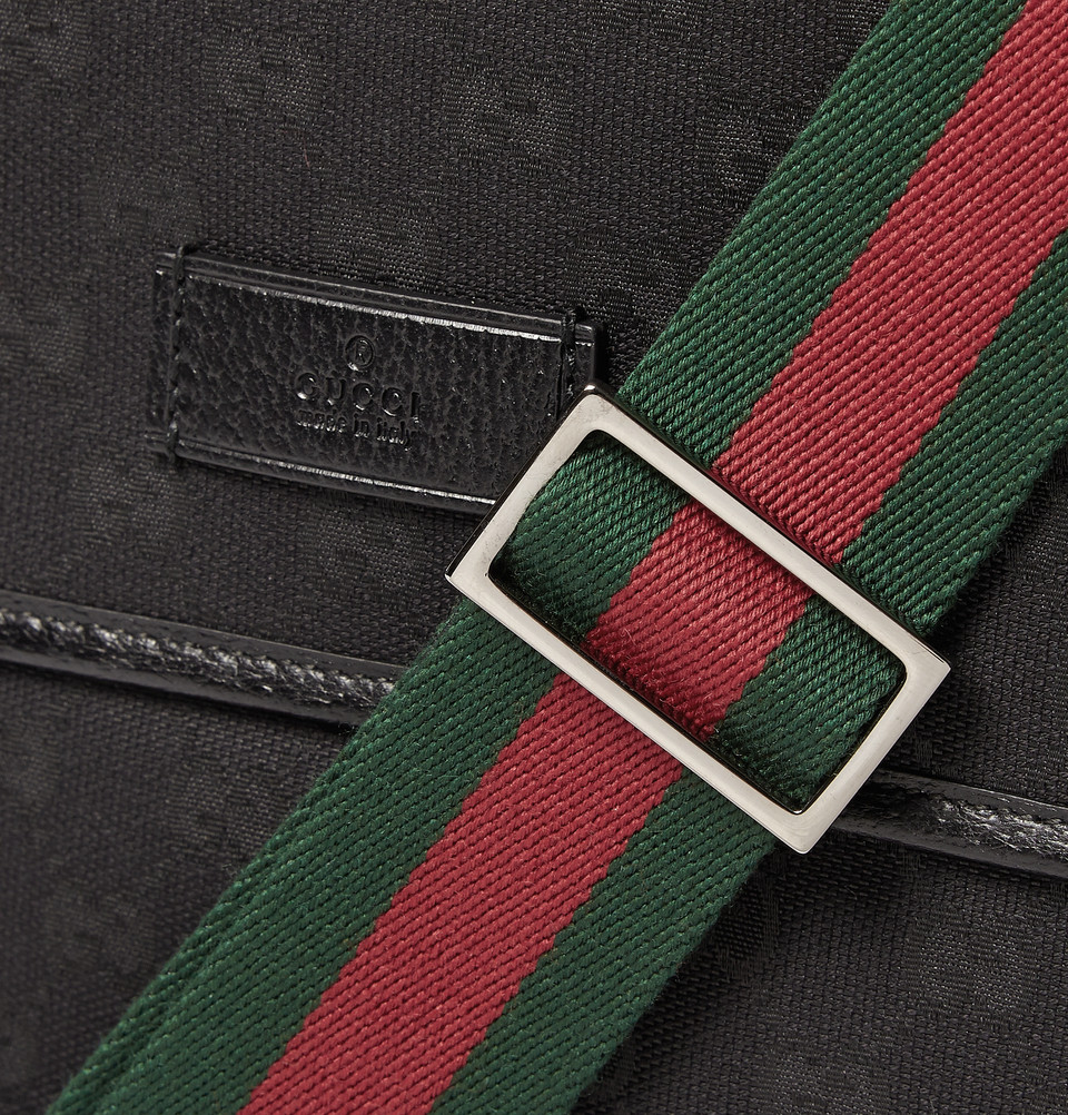 Black Gucci Backpack With Red And Green Strap, Fenix
