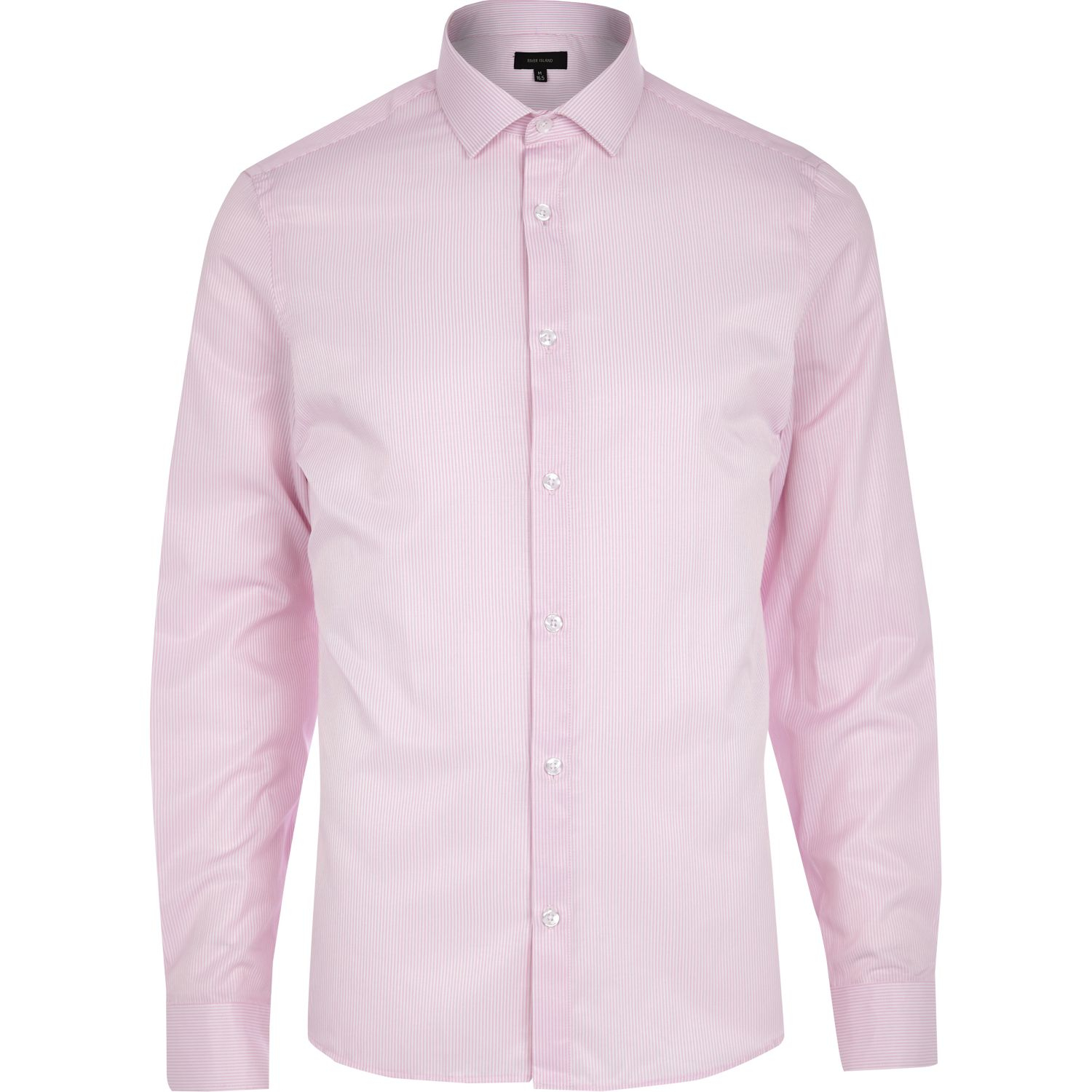 River Island Light Pink Stripe Long Sleeve Shirt in Pink for Men | Lyst