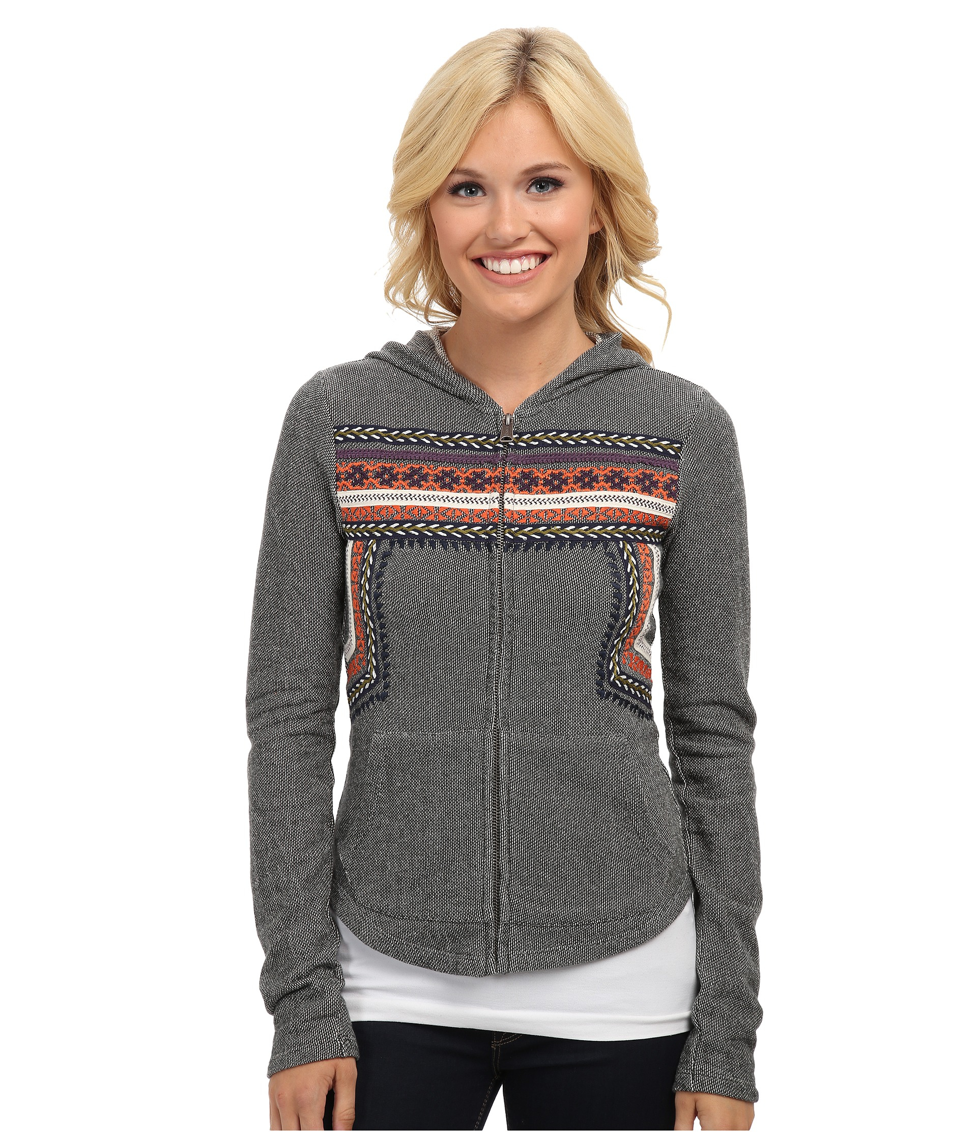 Lucky brand Embroidered Hoodie in Gray | Lyst