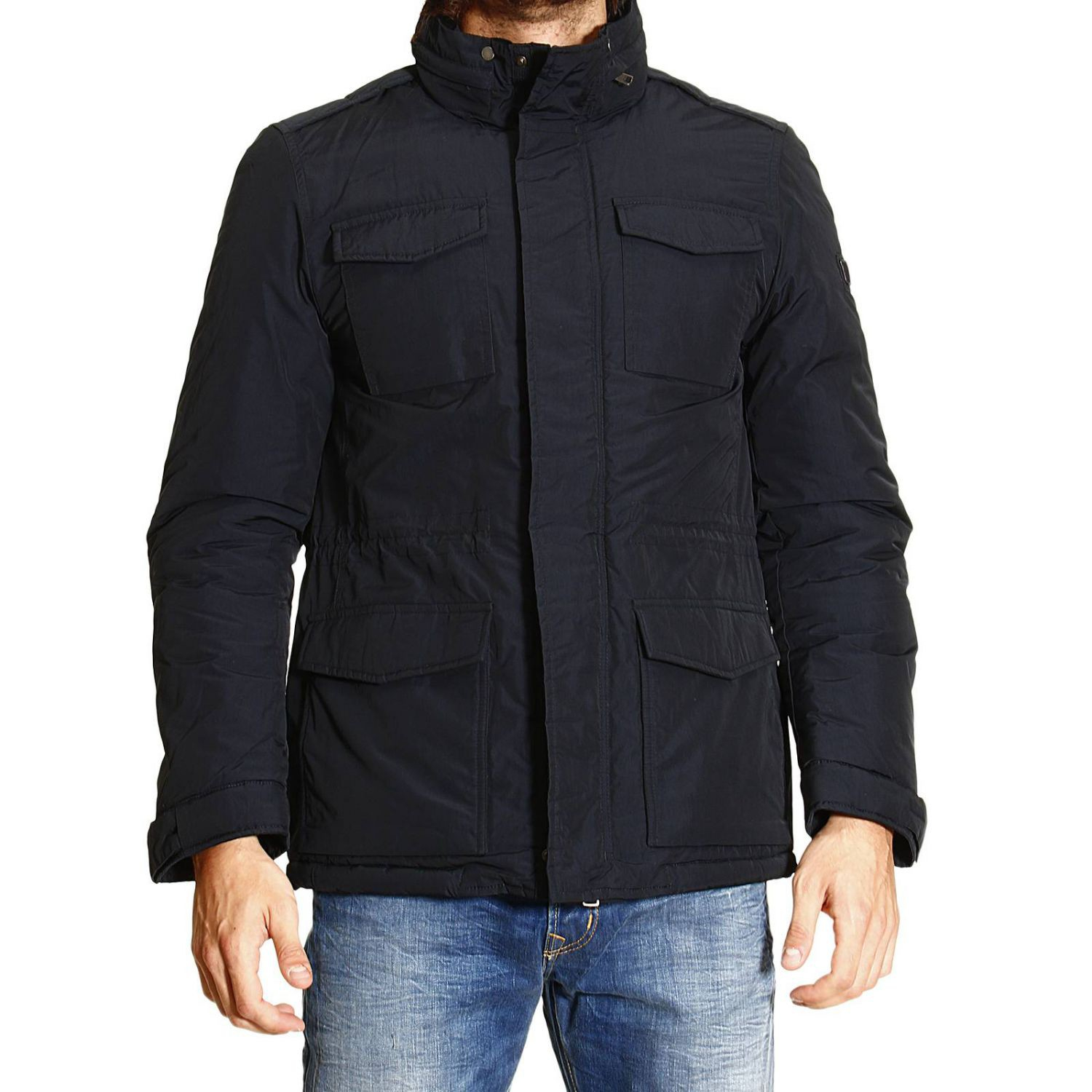 Woolrich Down Jacket Turner Field Jacket With Extractable Hood in Blue