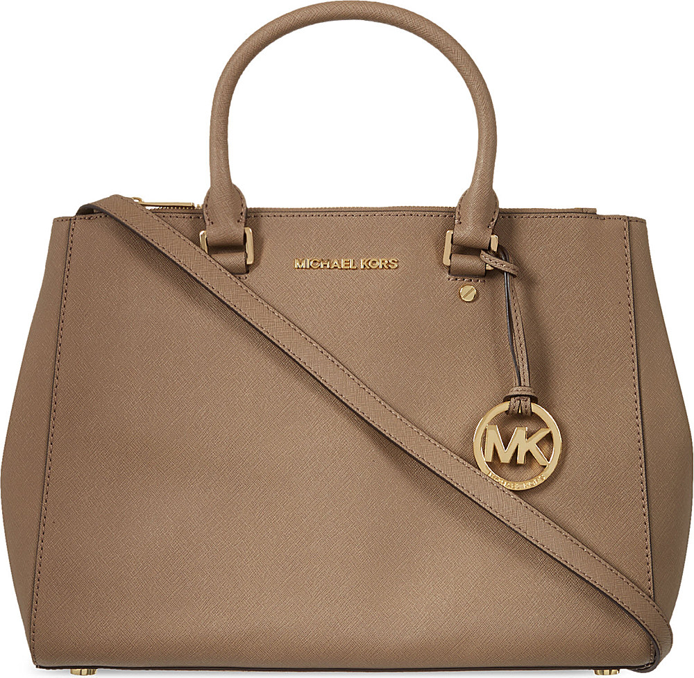 Michael Michael Kors Sutton Large Satchel Dark Dune in Gold | Lyst