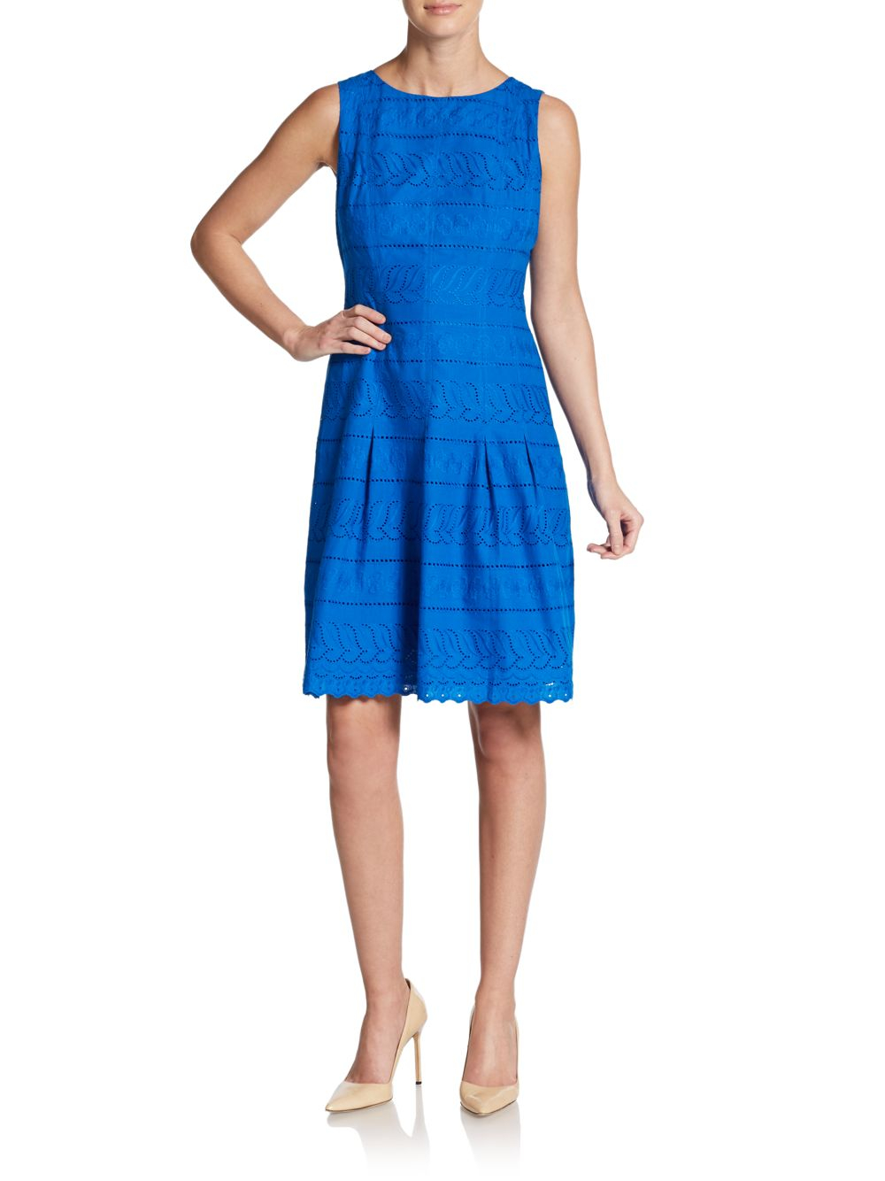 Lyst - Ivanka Trump Embroidered Eyelet A-line Dress in Blue