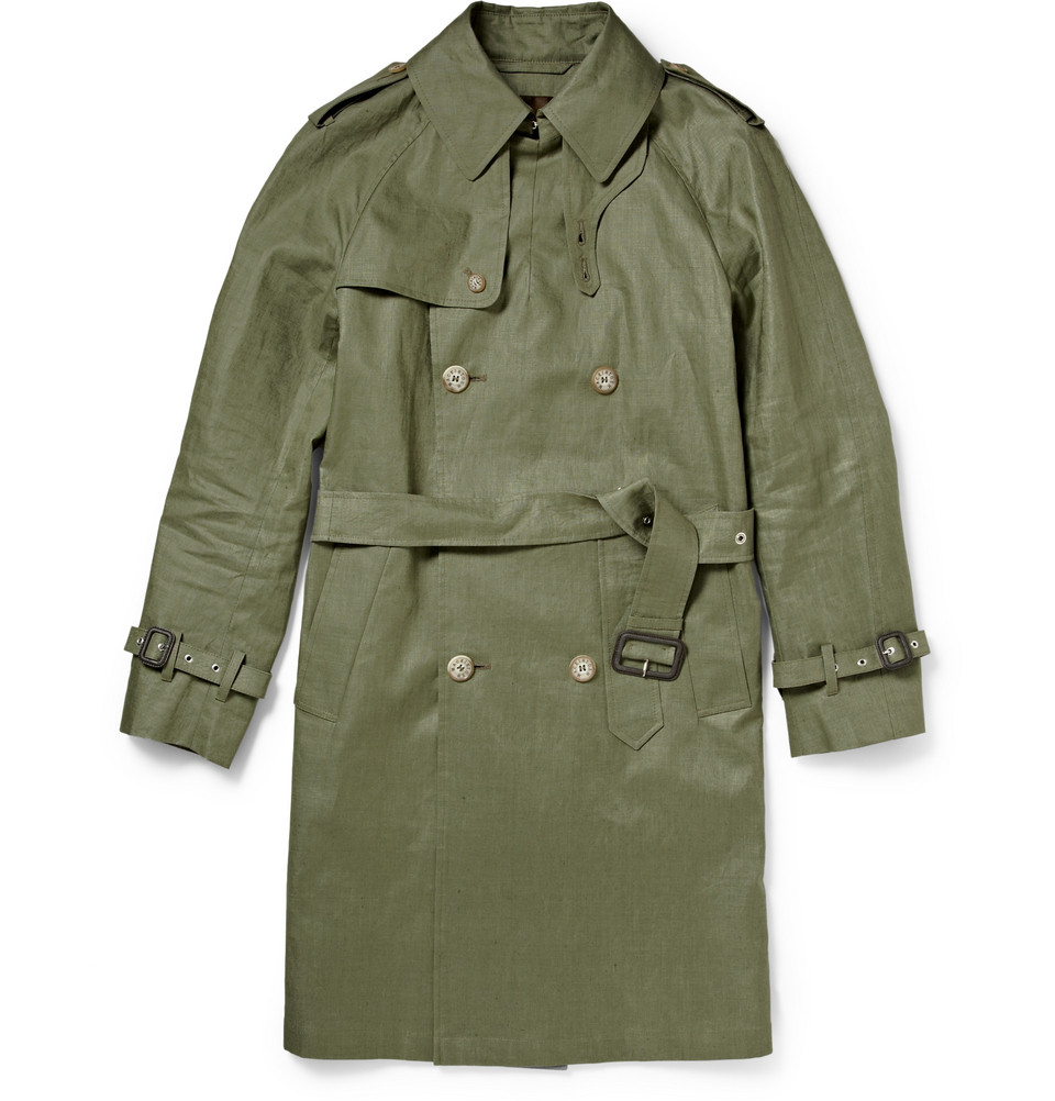 Mackintosh Coated Linen Trench Coat in Green for Men Lyst