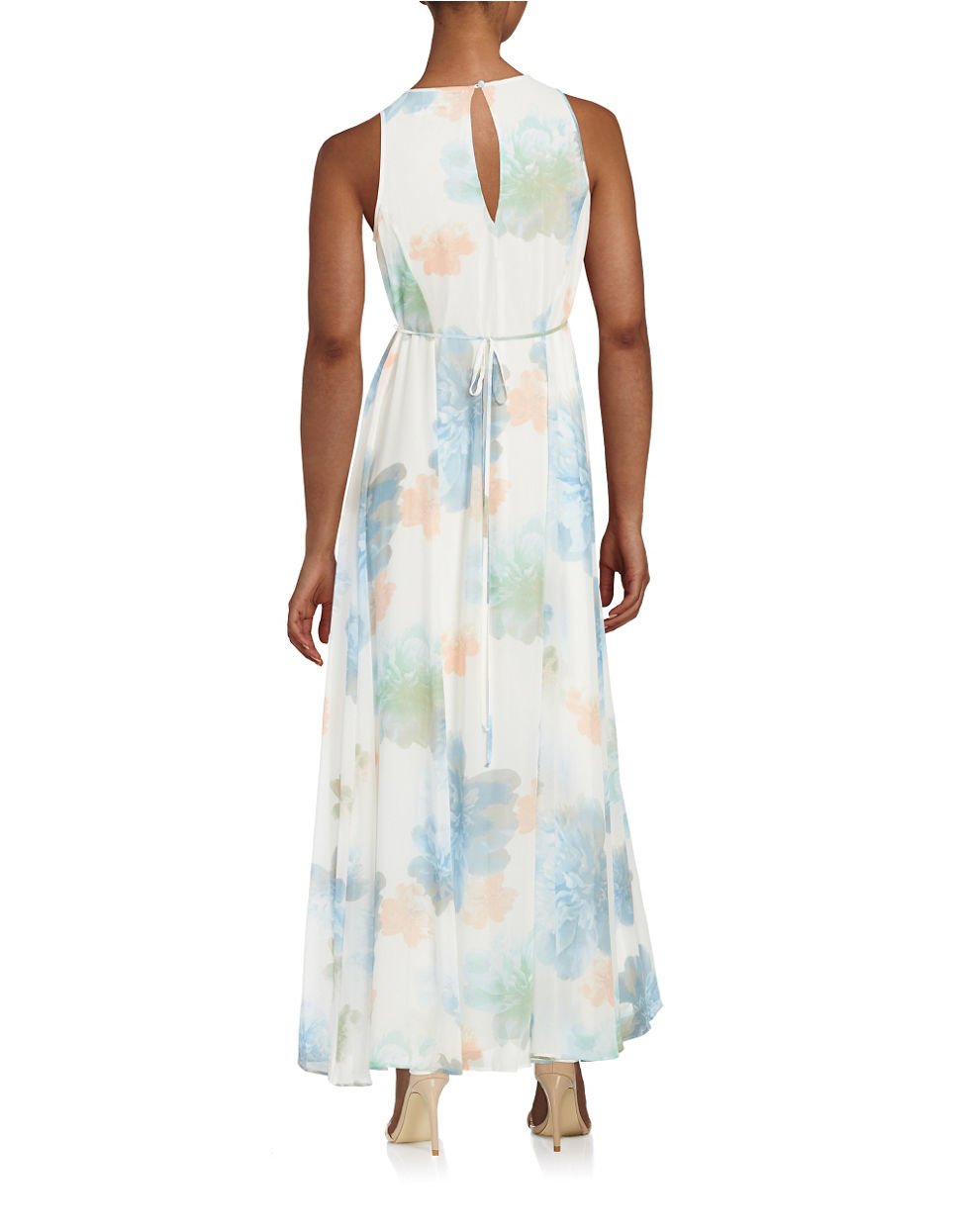 calvin klein floral chiffon maxi dres