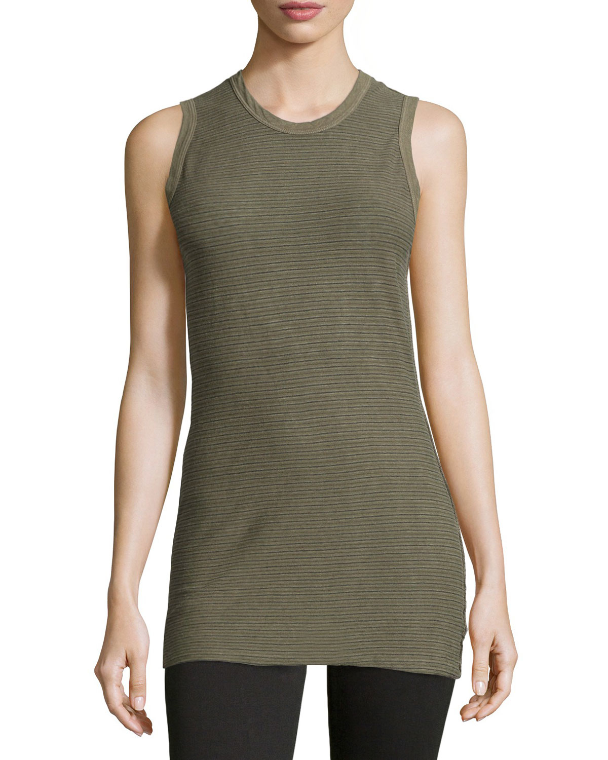 James perse Striped Cotton-blend Jersey Tank in Green | Lyst