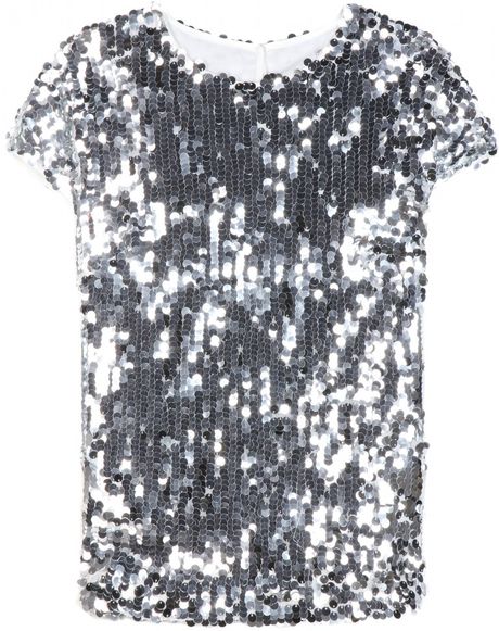 Dolce & Gabbana Sequined Top in Silver | Lyst